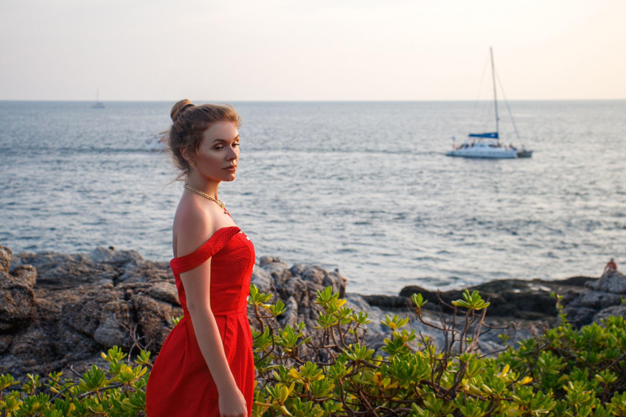 Портрет на закате у моря