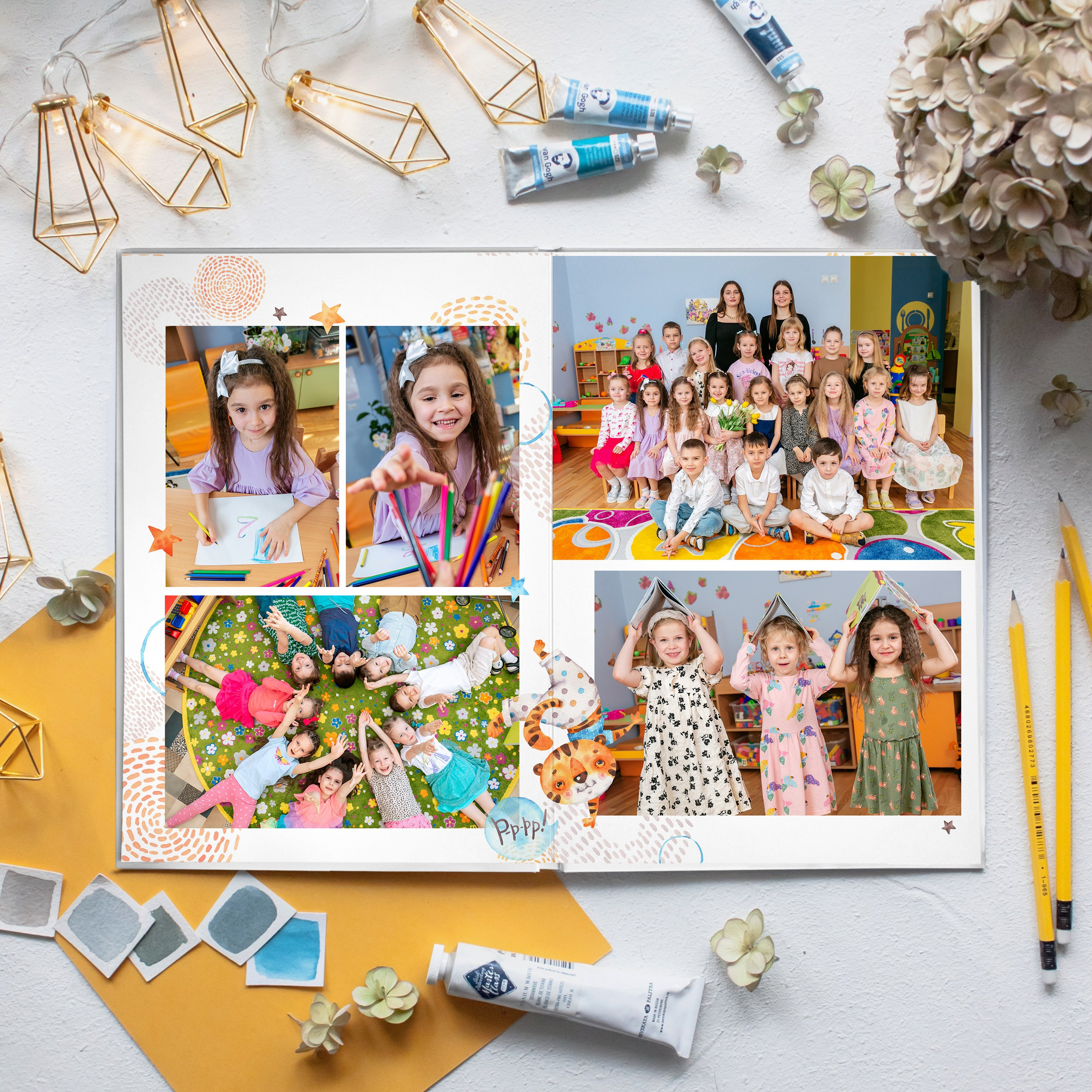 Дизайны выпускных альбомов для детского сада «Тигрята». Выпускные альбомы в Минске, фотоальбом в школу и детский сад