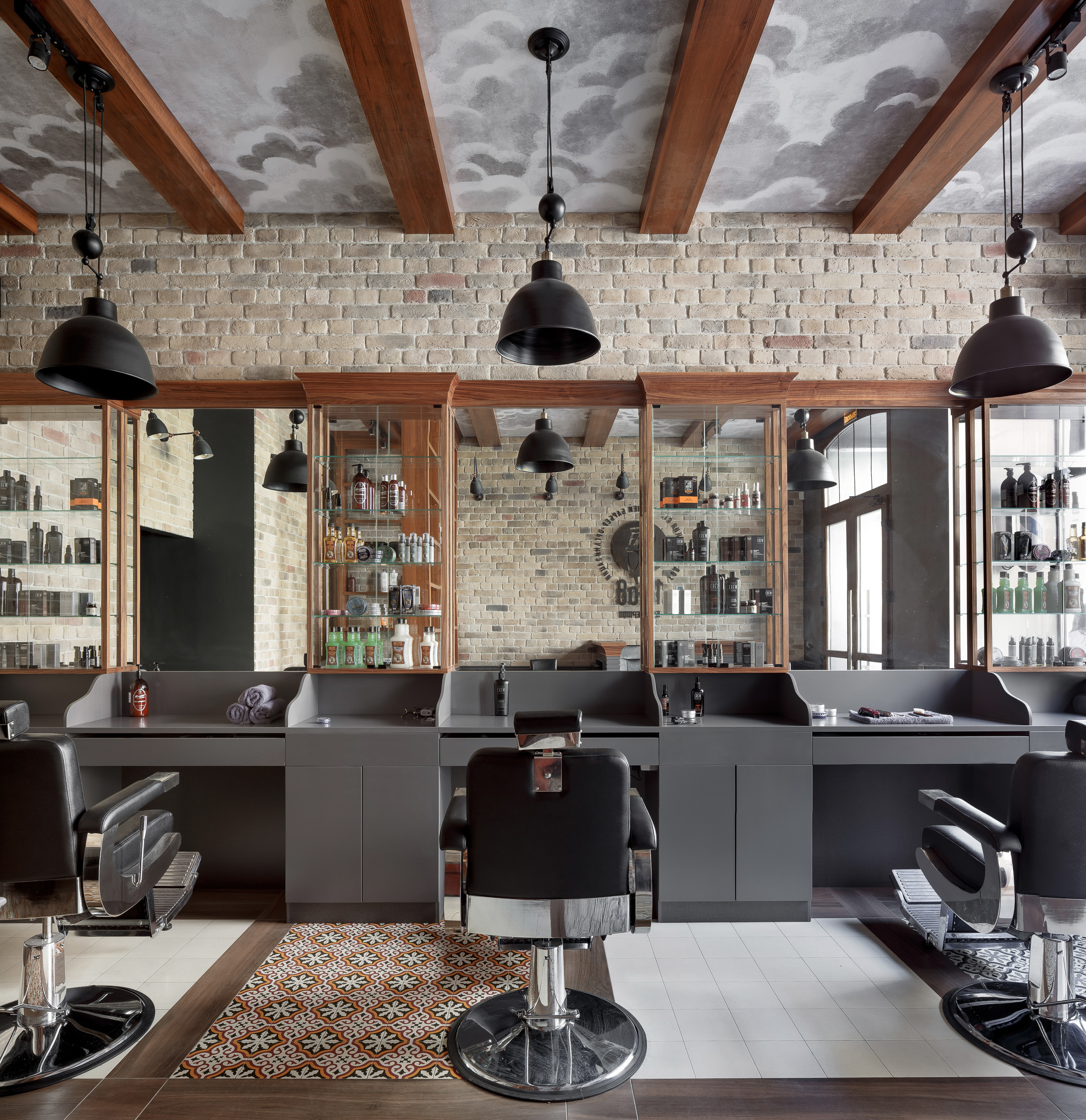 Barbershop 1308 in Saratov Russia designed by QUADRUM STUDIO
