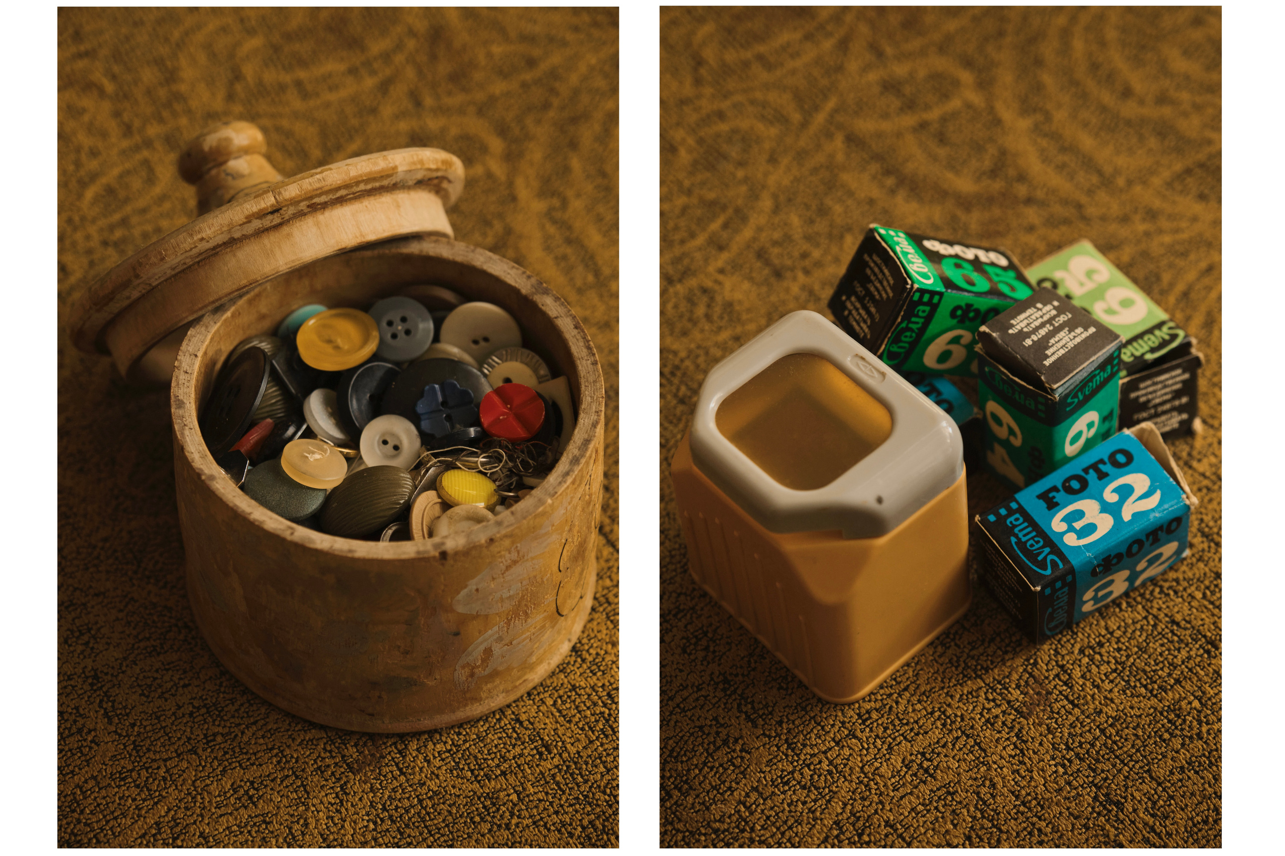 Бабушкина шкатулка с пуговицами всех мастей, дедов фотонабор