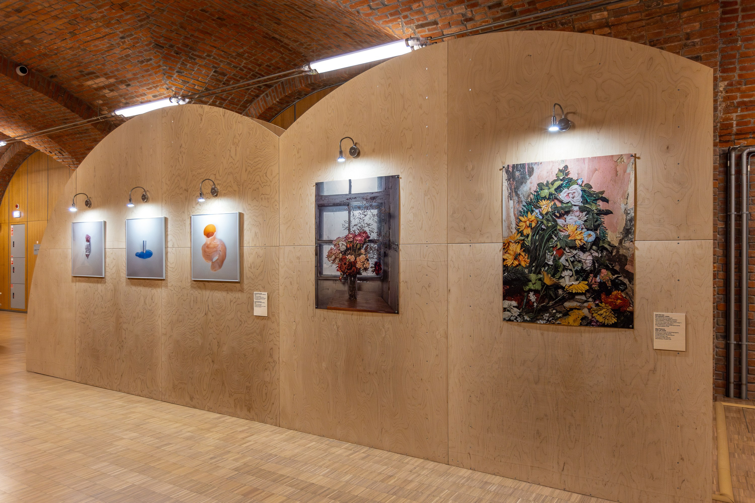Exhibition view. Analog photographs (hand-printed by the artist), forged nails. Dimensions: 100 × 75 cm. Vaults Centre for Artistic Production, Moscow, Russia, 2024