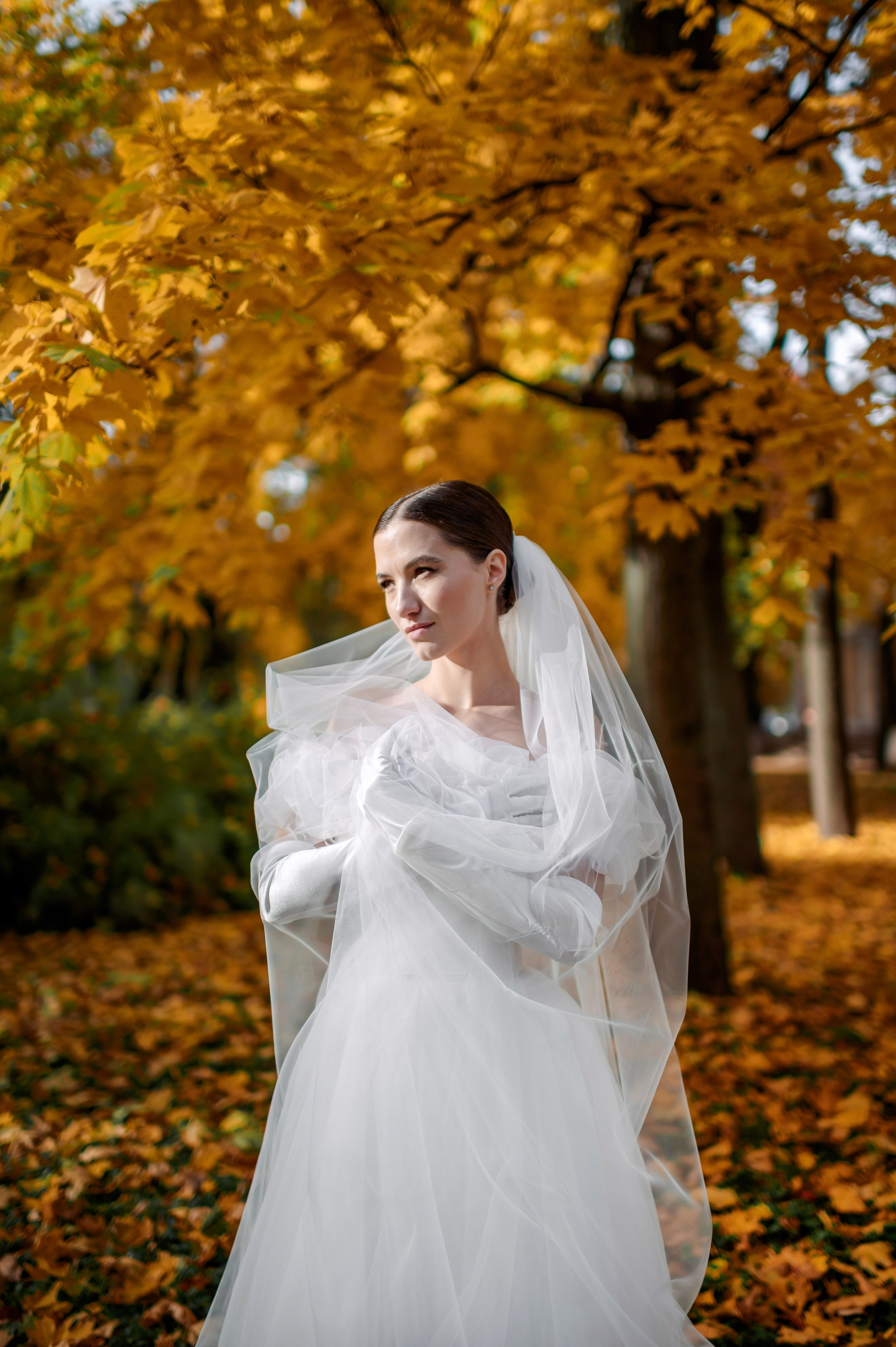 Осенняя великолепная свадебная прогулка жениха и невесты в октябре в Санкт-Петербурге в Михайловском парке и у Атлантов на Миллионной улице. Портретный, семейный и свадебный фотограф в Санкт-Петербурге и в Пушкине Ширяев Денис