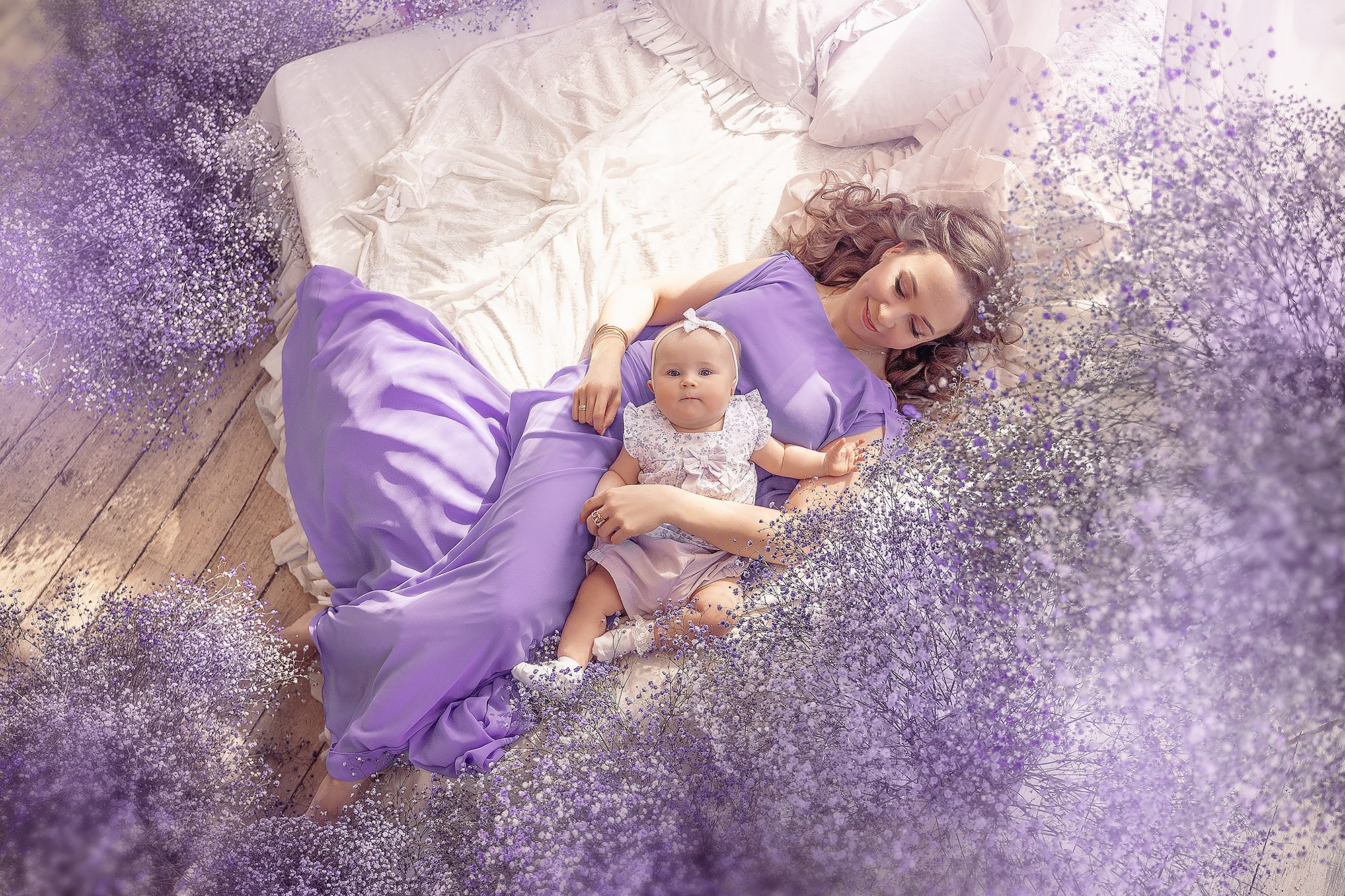 Весенняя фотосессия в лиловых цветах. Детский и семейный фотограф в Москве Катерина Орлова