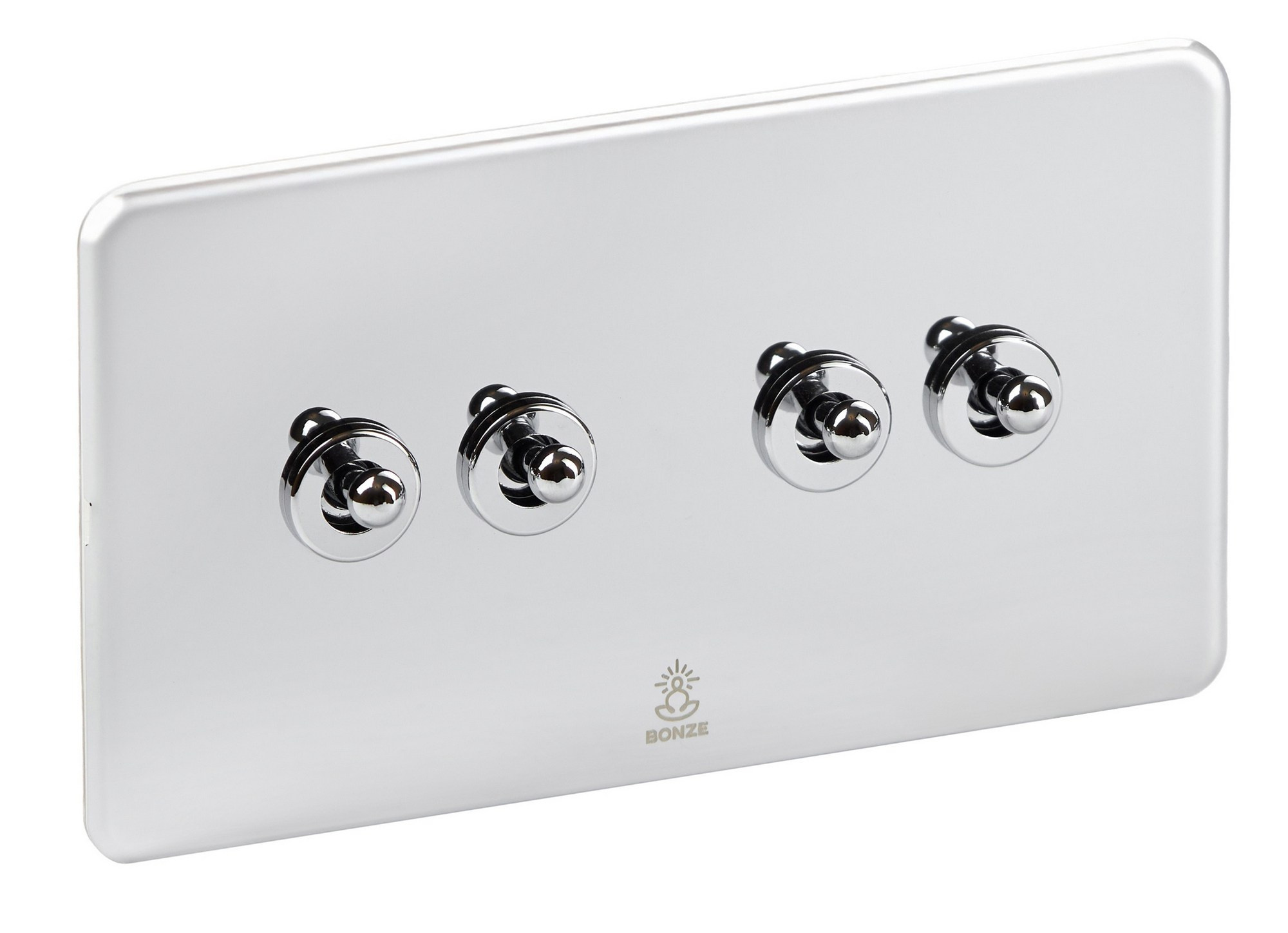 Фото электроустановочных изделий для маркетплейсов. Выключатель серебристый.