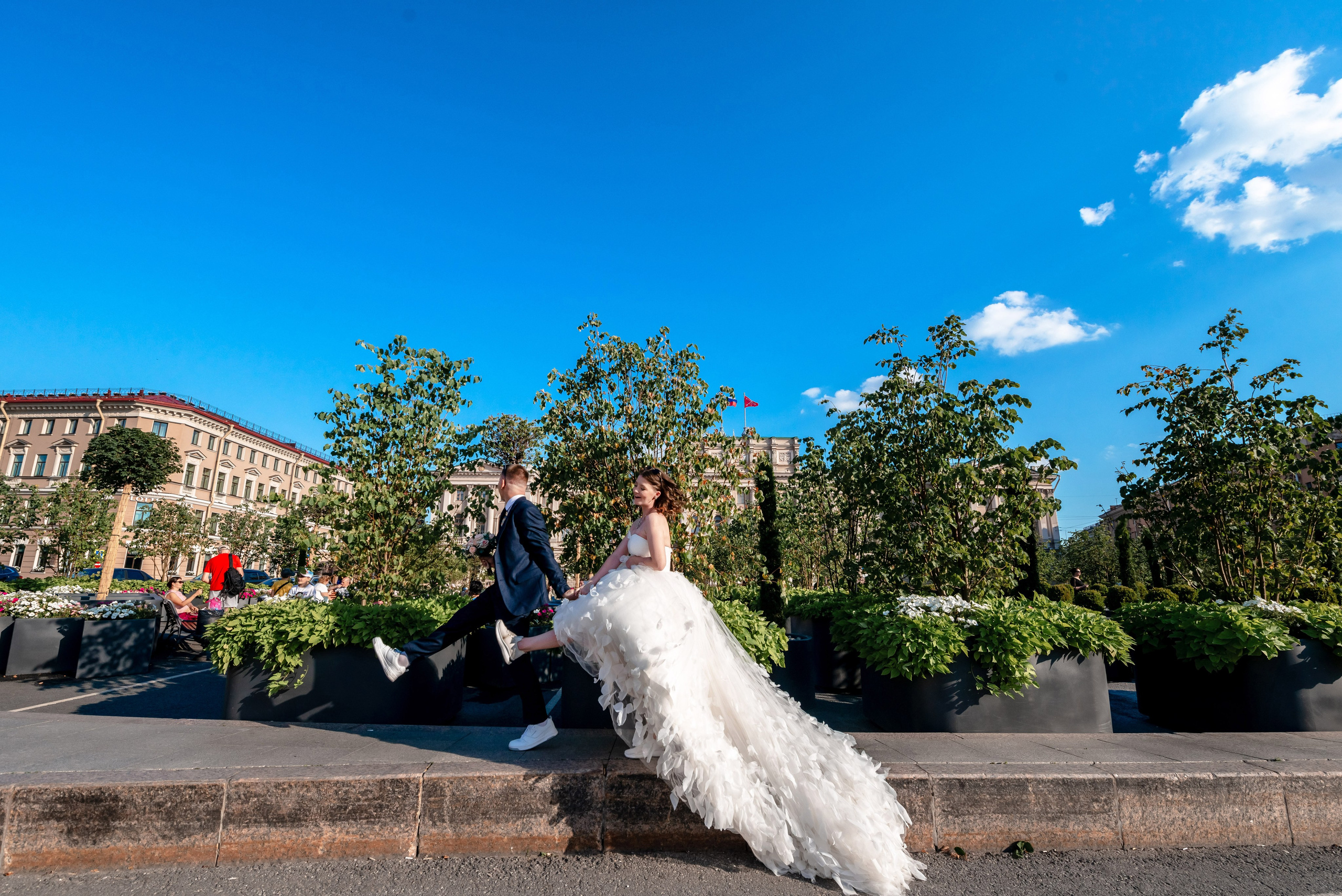 Зажигательная и динамичная свадебная фотосессия Анастасии и Максима. Портретный, семейный и свадебный фотограф в Санкт-Петербурге и в Пушкине Ширяев Денис