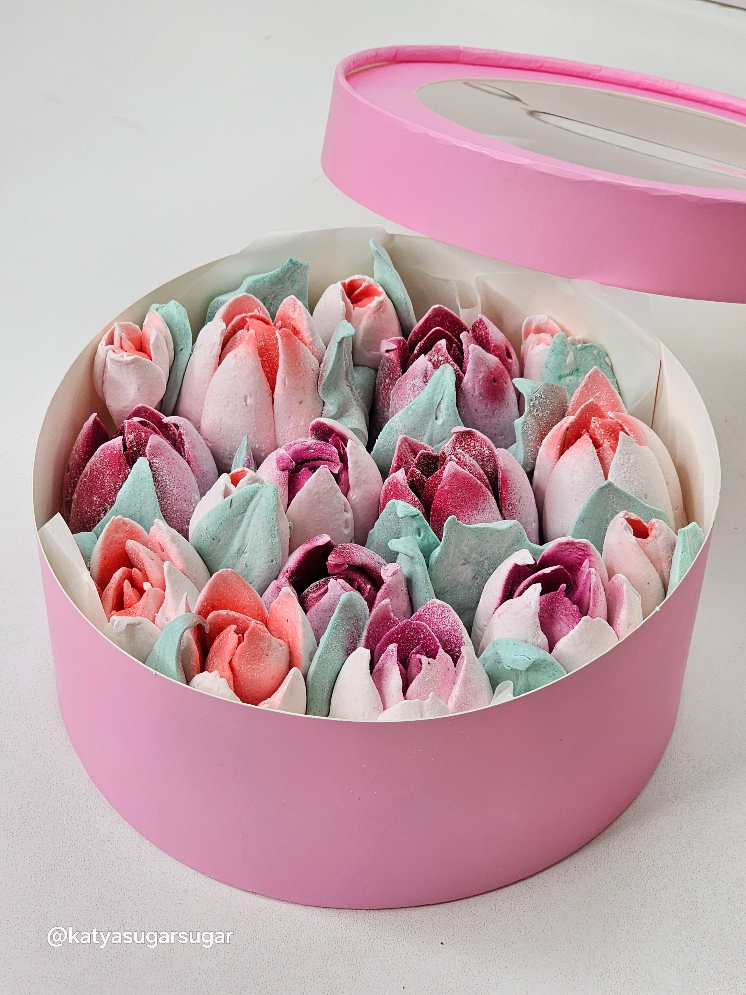 Тюльпаны из зефира в коробке. Katyasugarsugar капкейки, зефир, торты Москва
