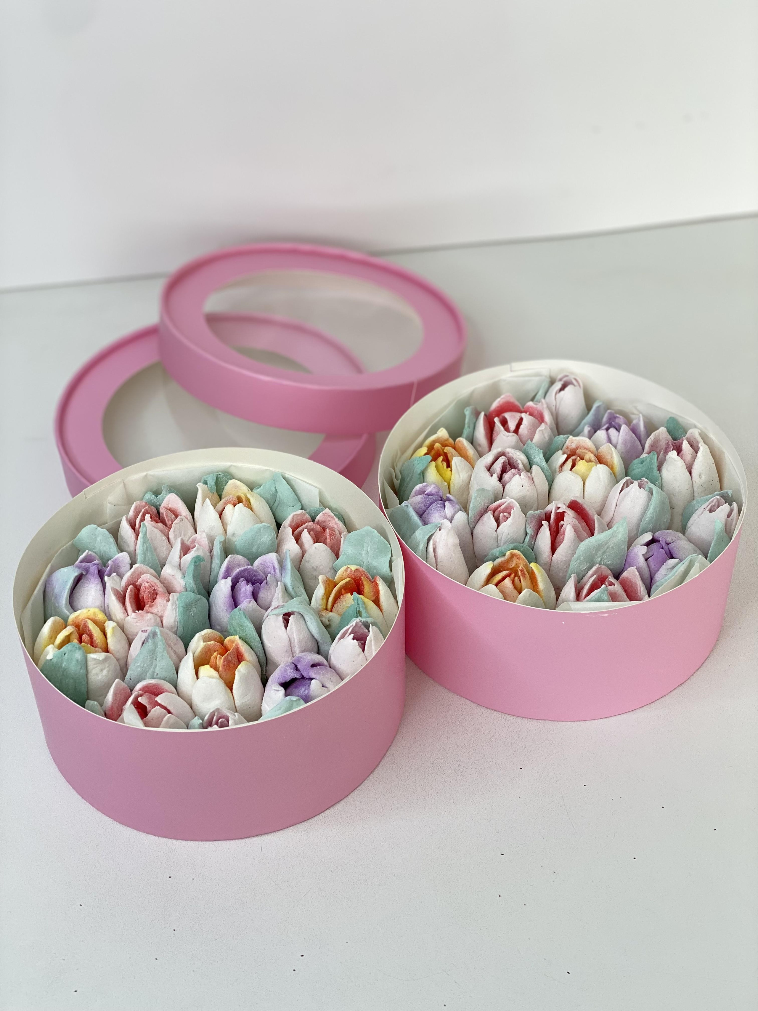 Тюльпаны из зефира в коробке. Katyasugarsugar капкейки, зефир, торты Москва