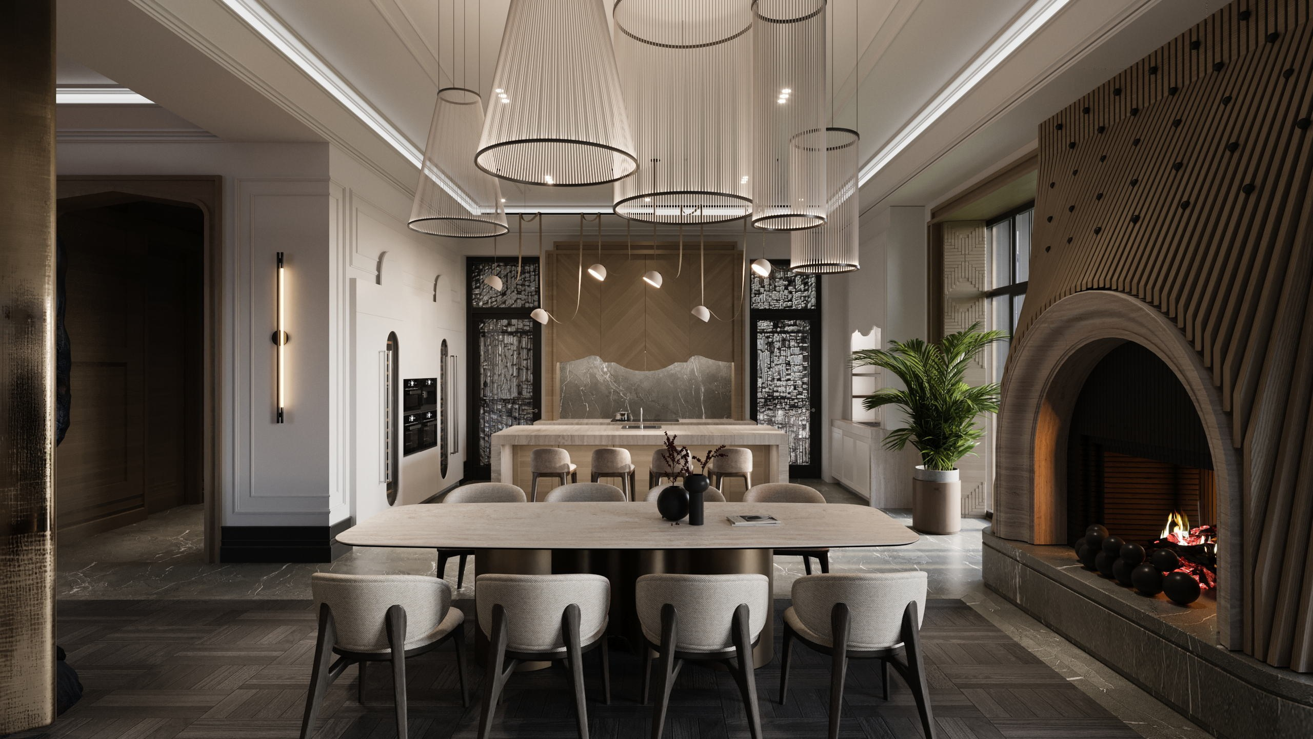 Загородный дом 2000 кв. м. Григорианского стиль. Paintings by the artist Sergey Ratchin