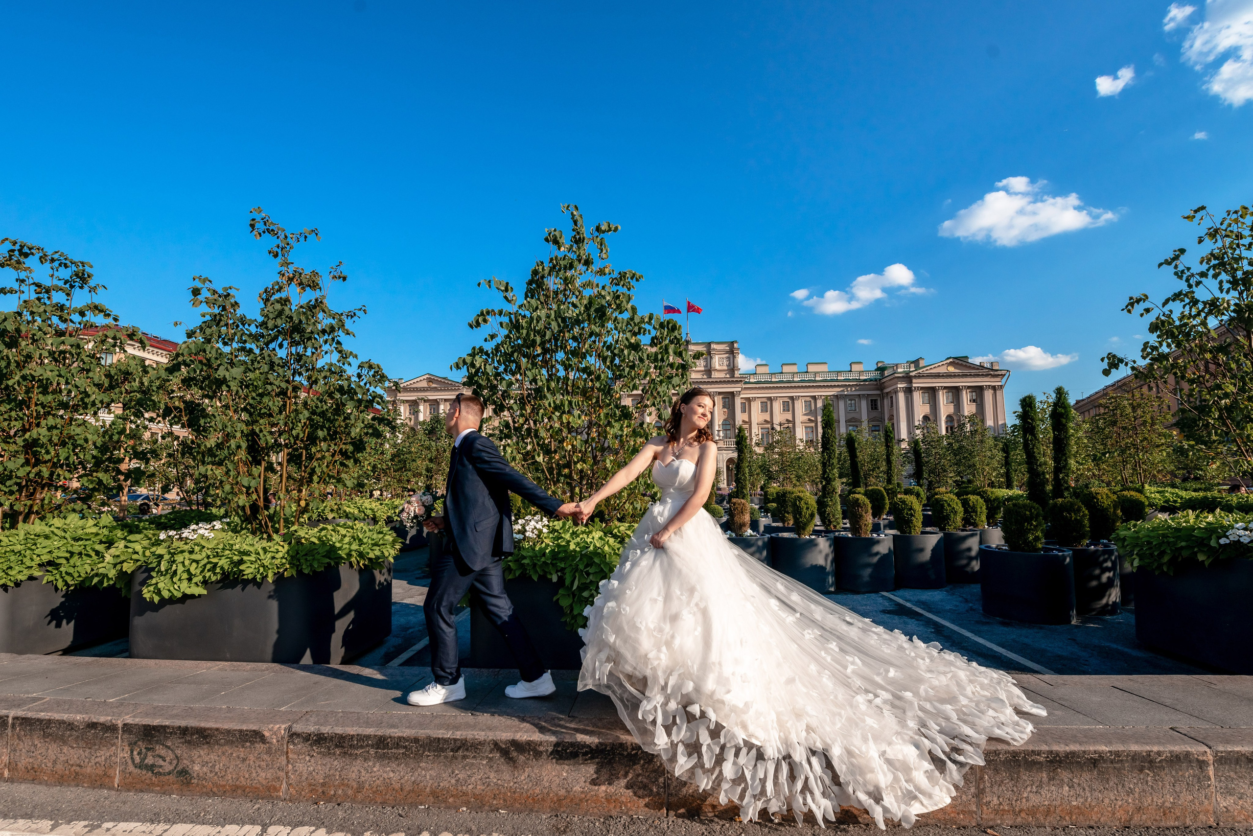 Зажигательная и динамичная свадебная фотосессия Анастасии и Максима. Портретный, семейный и свадебный фотограф в Санкт-Петербурге и в Пушкине Ширяев Денис