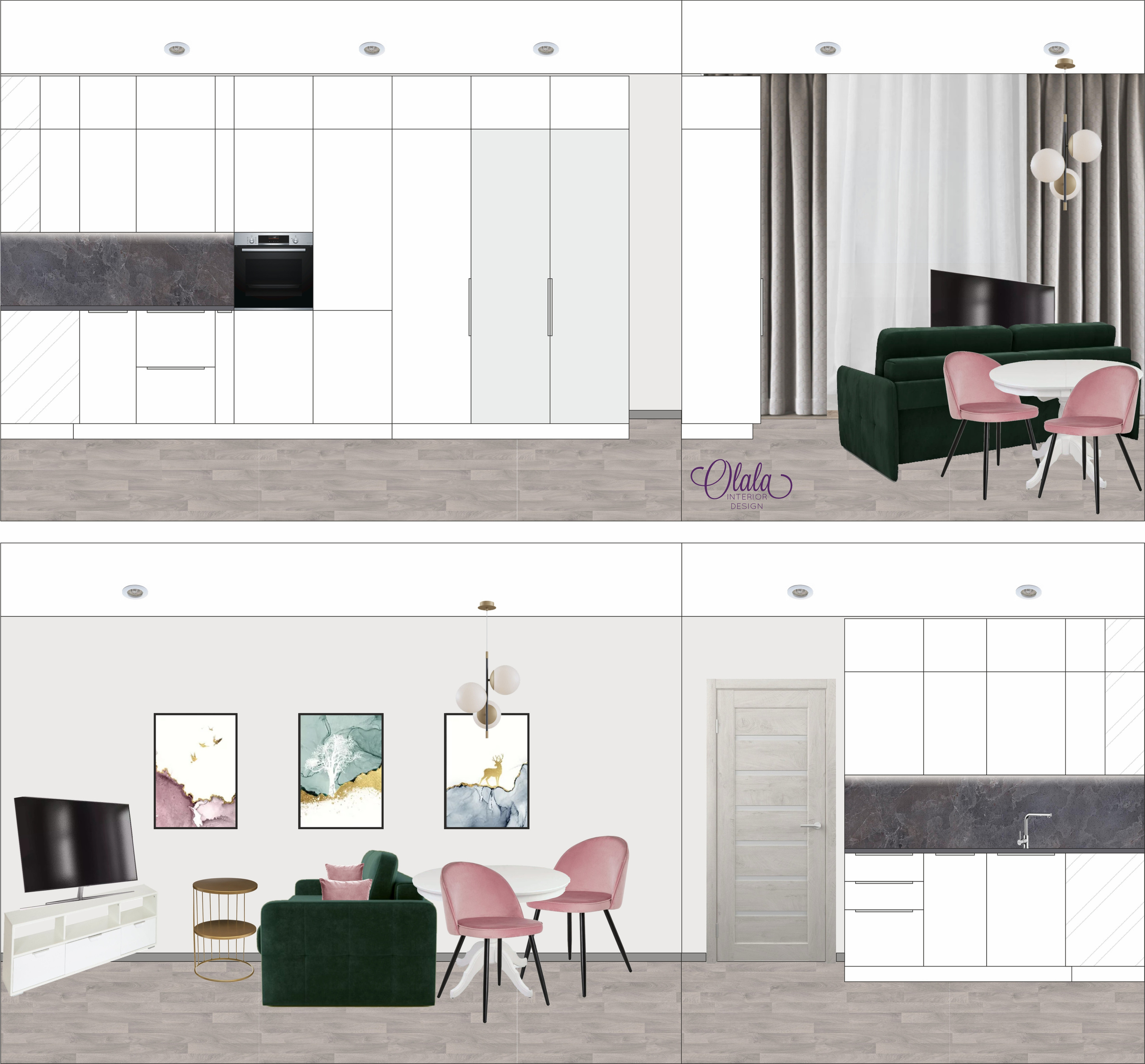 Квартира-студия 28кв.м, фото. Дизайнер интерьеров Olala interior design