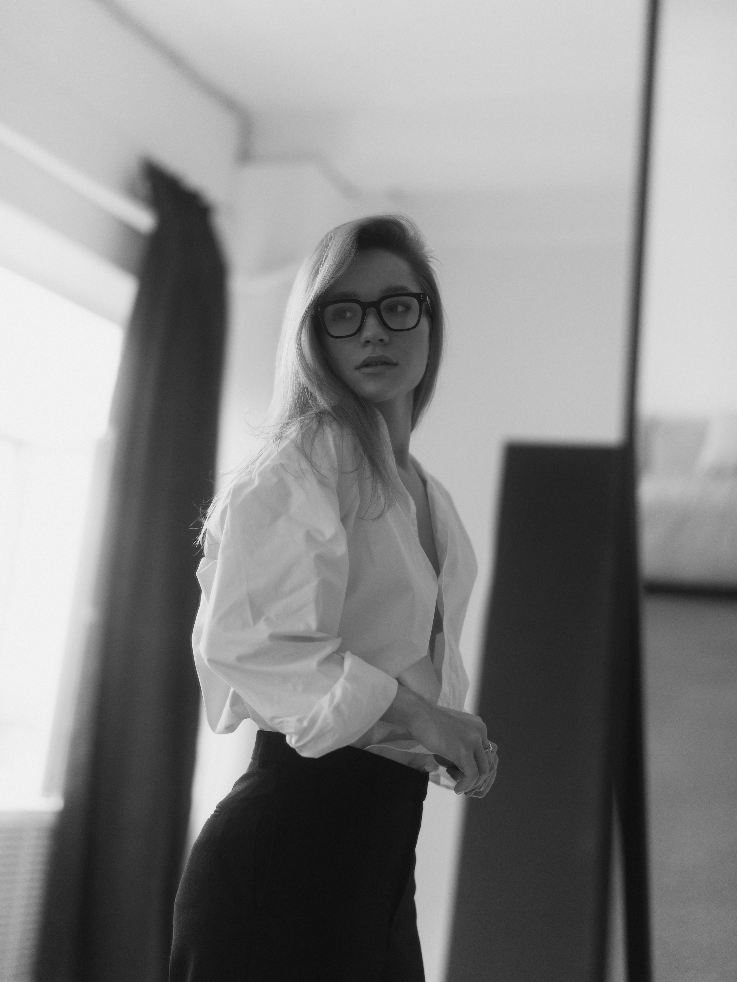 Women's photo session in the studio and outdoors