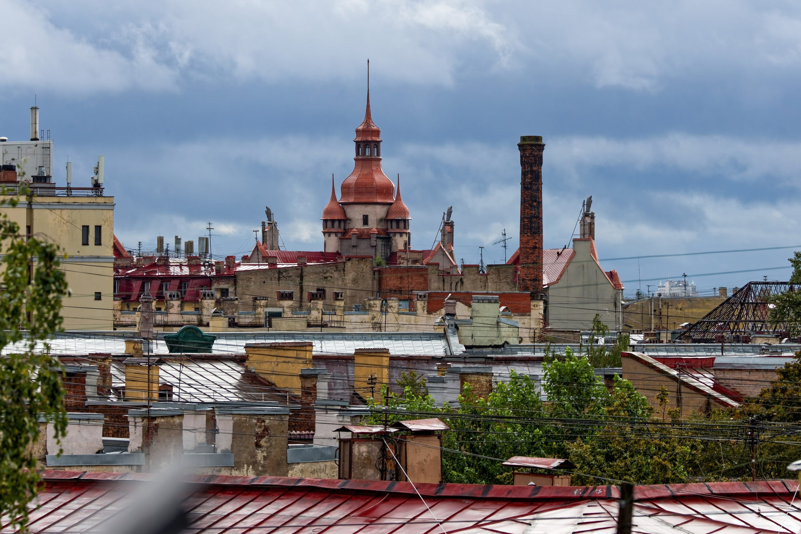 Вид на дом городских учреждений и крыши со смотровой площадки Бертгольд центра Санкт-Петербург