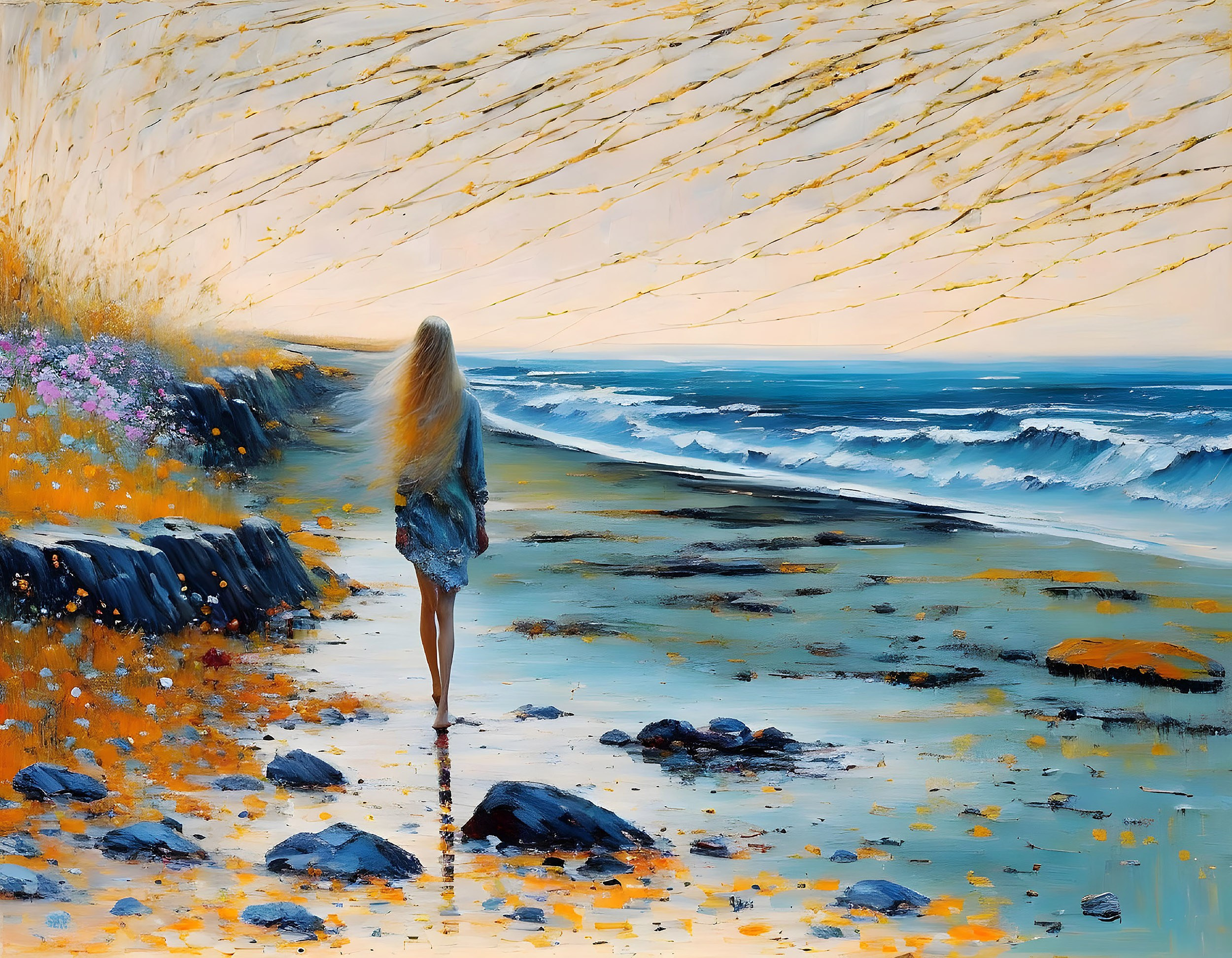 Digital painting-print for interior “Into the distance…”. AI Photo Retoucher and Image Restorer Zhanna Ognivo