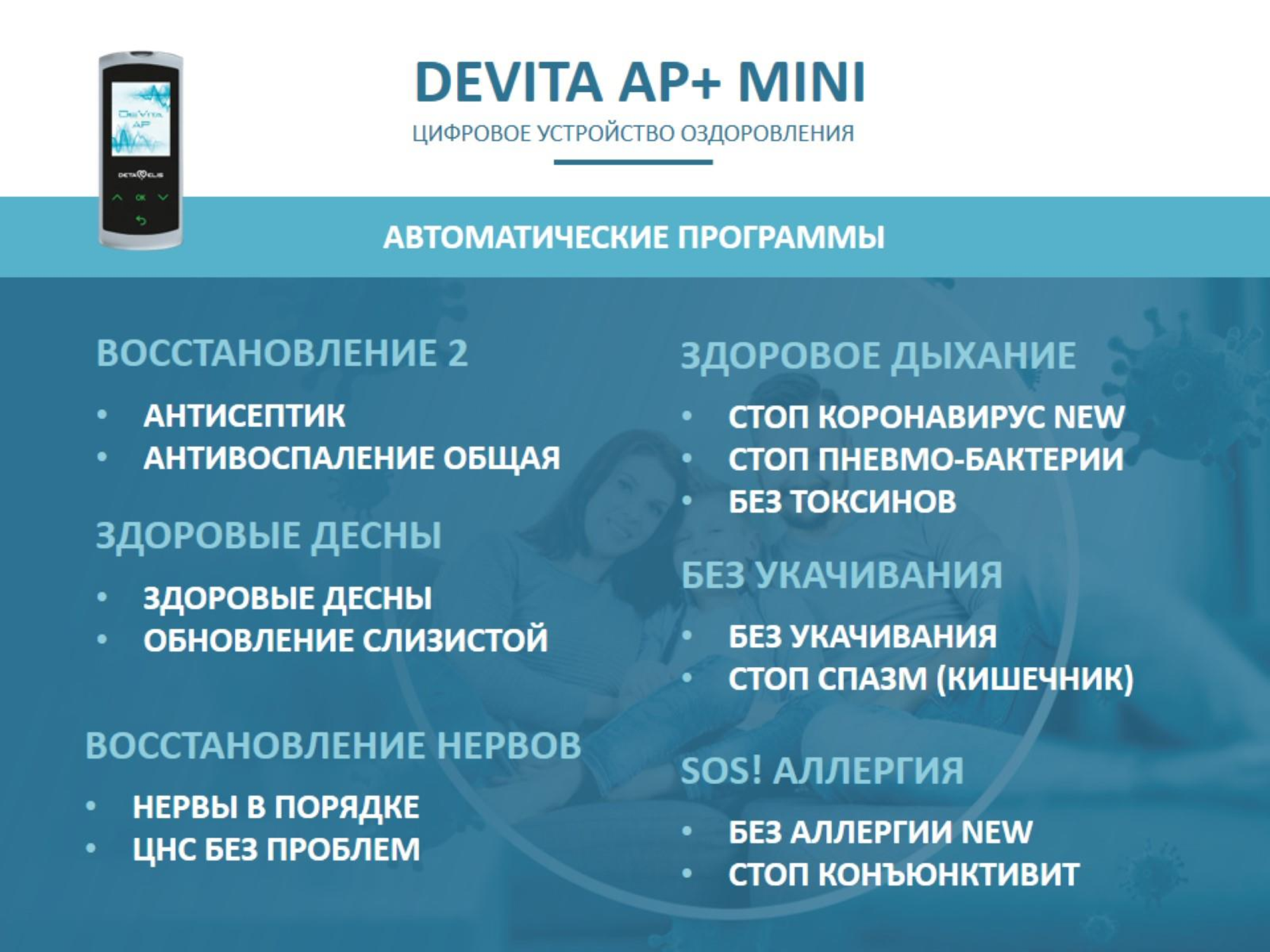 ДеВита АП Мини+ DeVita AP Mini+ Очищает организм от известных групп возбудителей заболеваний - вирусов, бактерий, простейших, грибков, гельминтов, выводит токсины г.Зеленоград