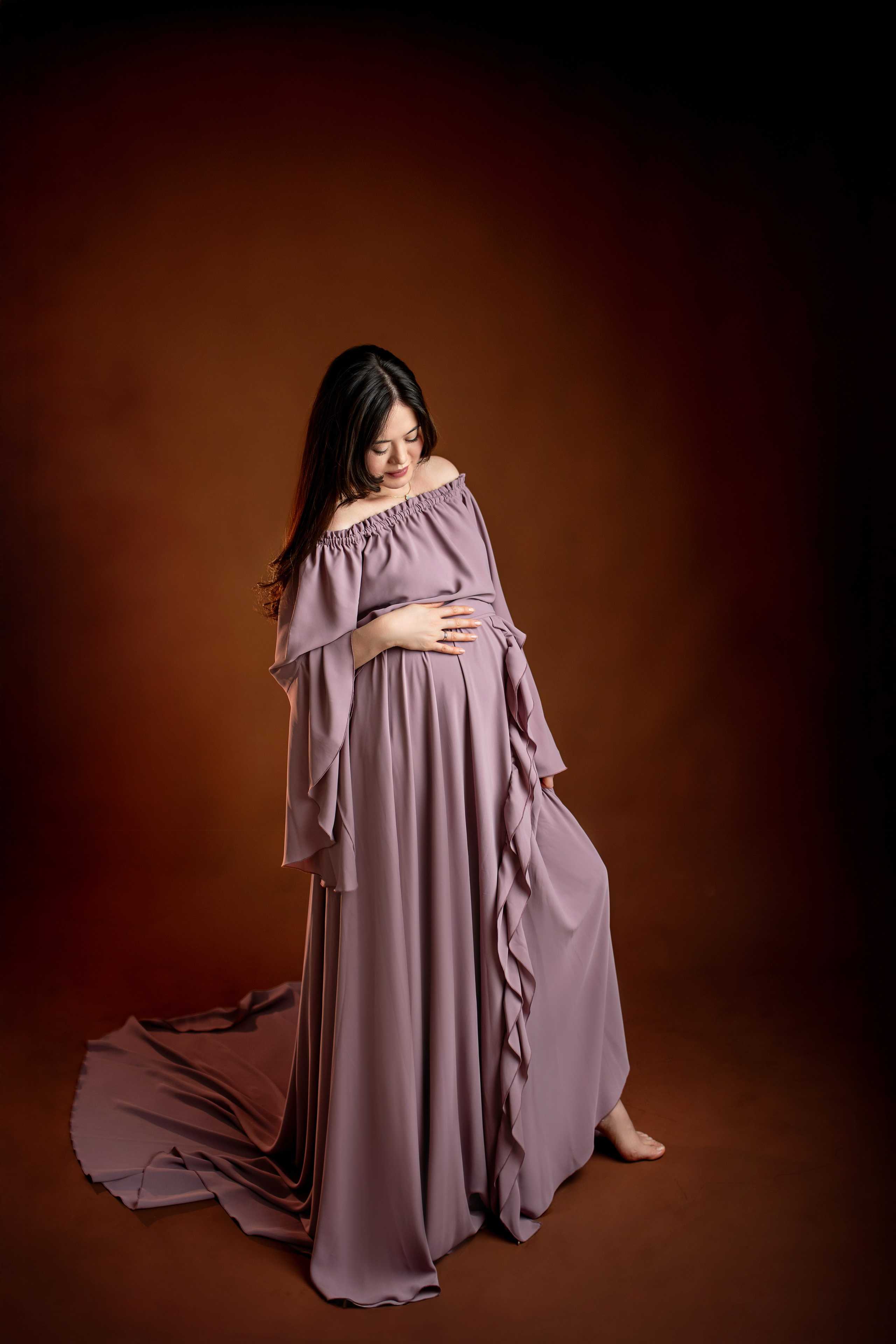 Фотосессия беременности в студии (Классика. Однотонные фоны) + Бохо стиль). Творческая команда Ульяшевы, свадебная и семейная фотография. Кахахста