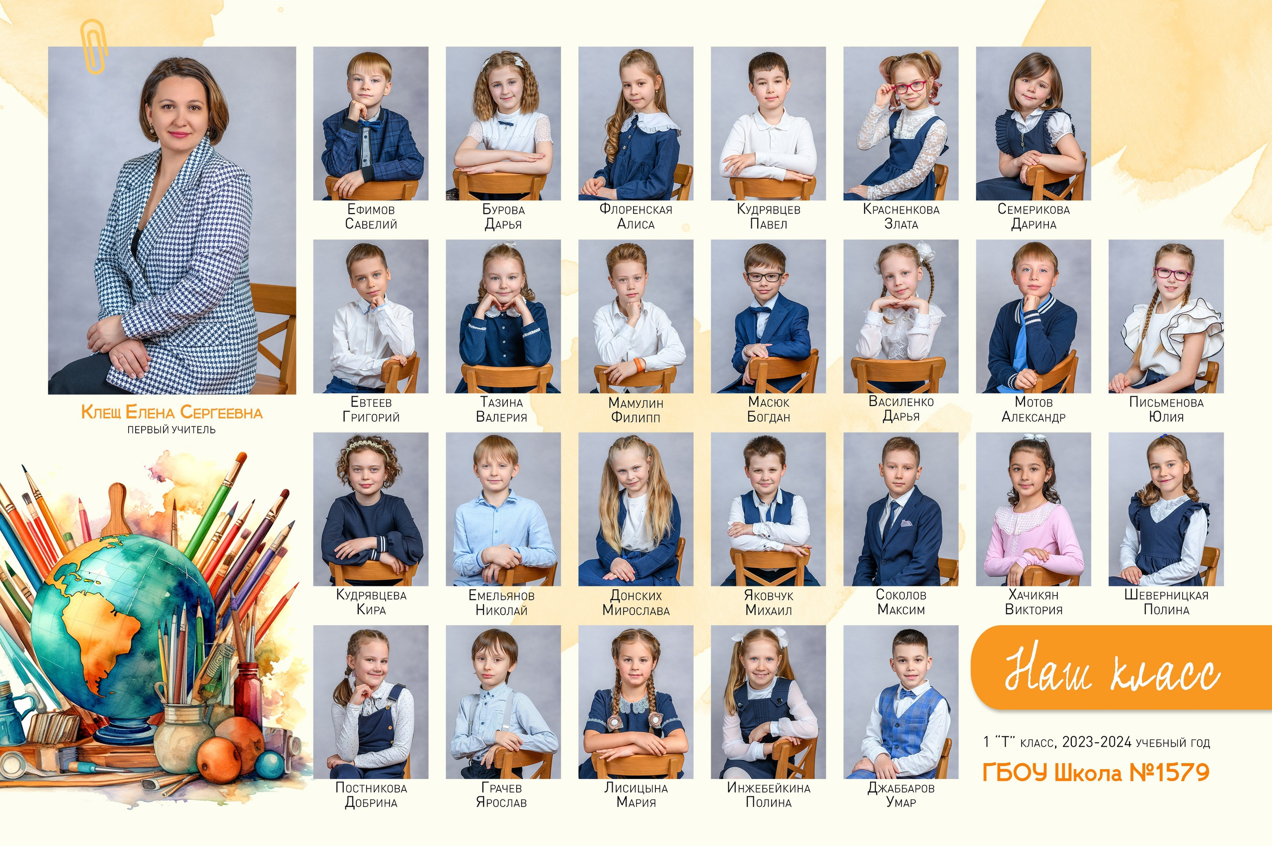 Дизайн виньетки Глобус. Начальная школа. Общая фотография.