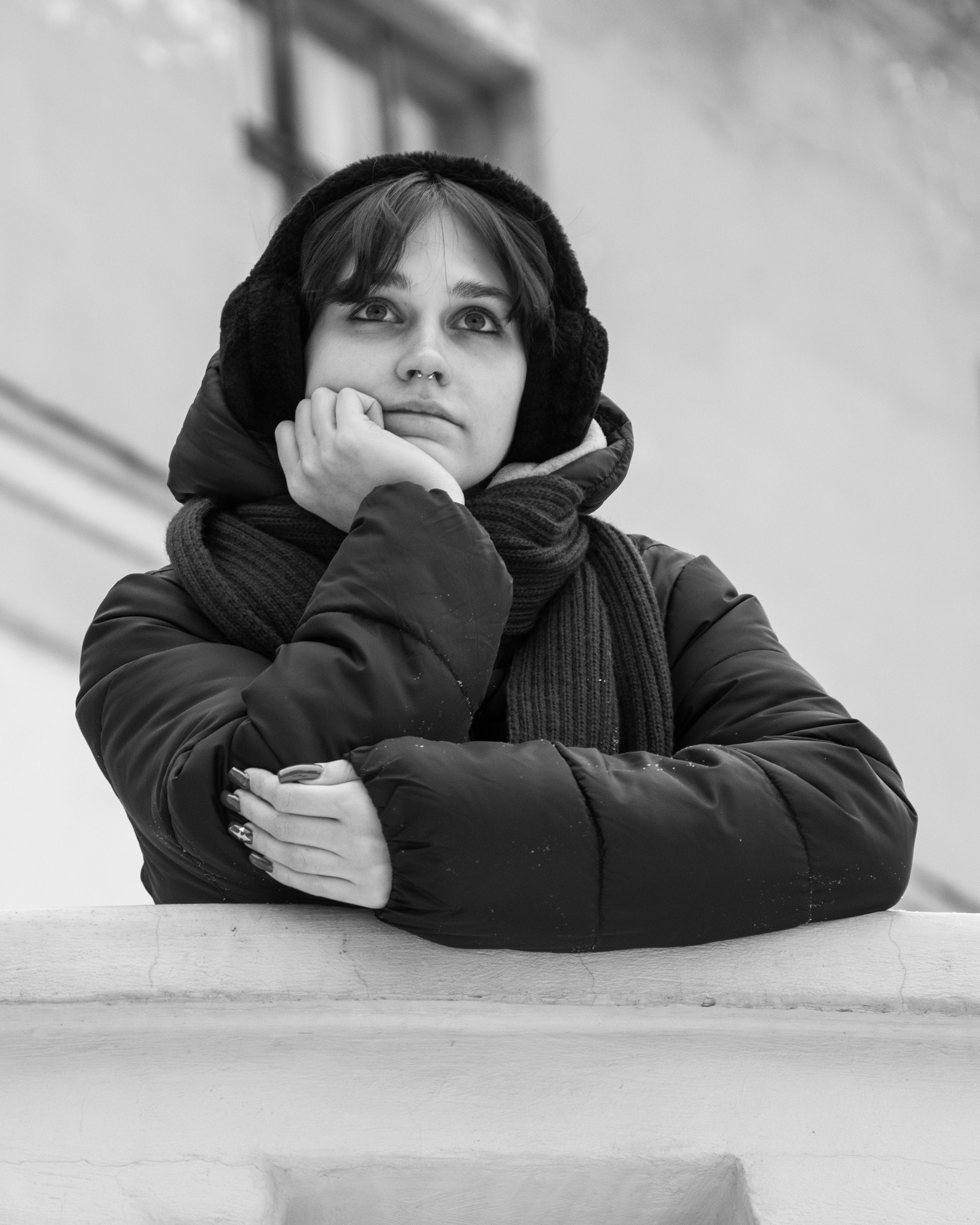 Екатерина. Черно-белый портрет девушки.