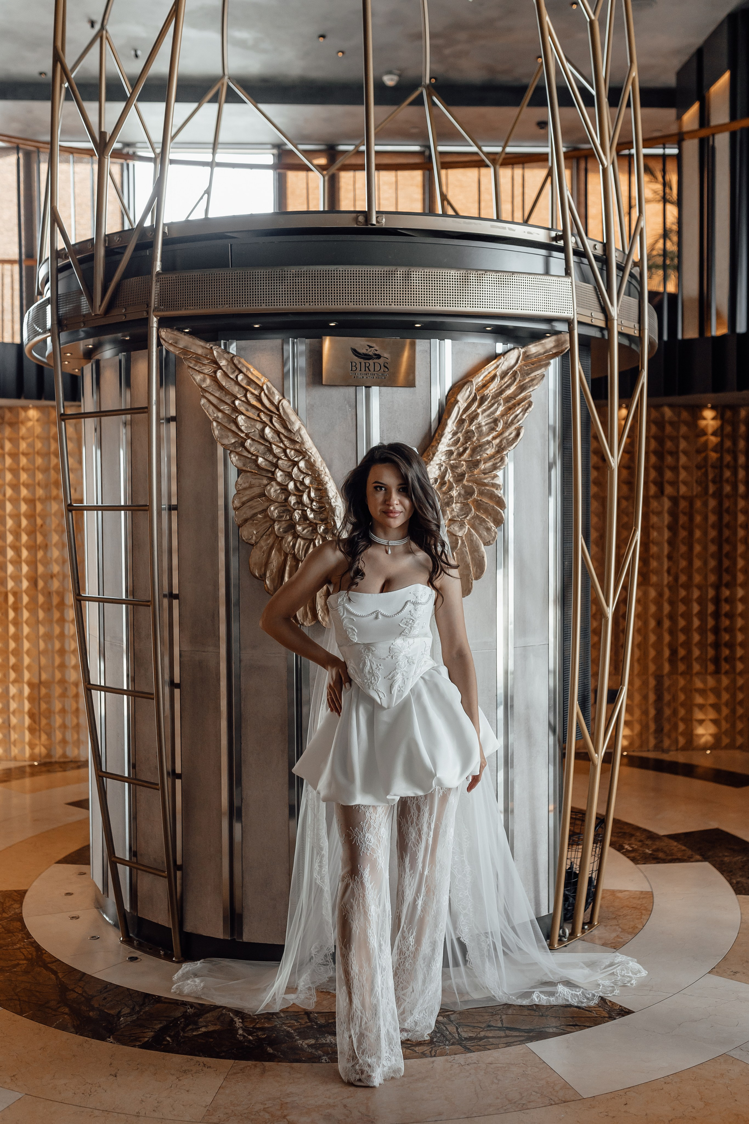 свадебная фотосессия в ресторане Birds башня Око Москва Сити