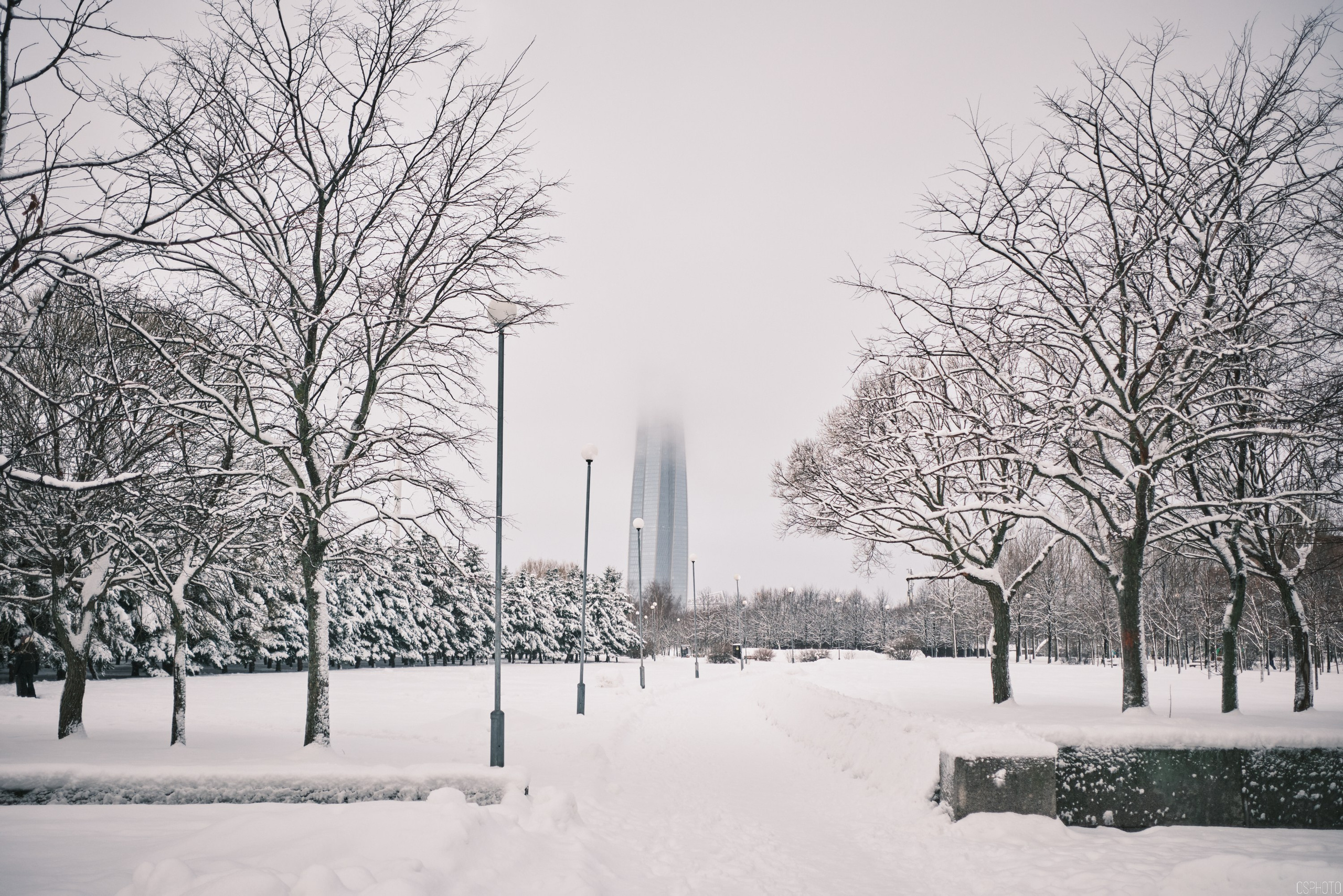 Снег и туман в Санкт-Петербурге. Фотографъ Сергѣевъ. Поймать мгновеніе