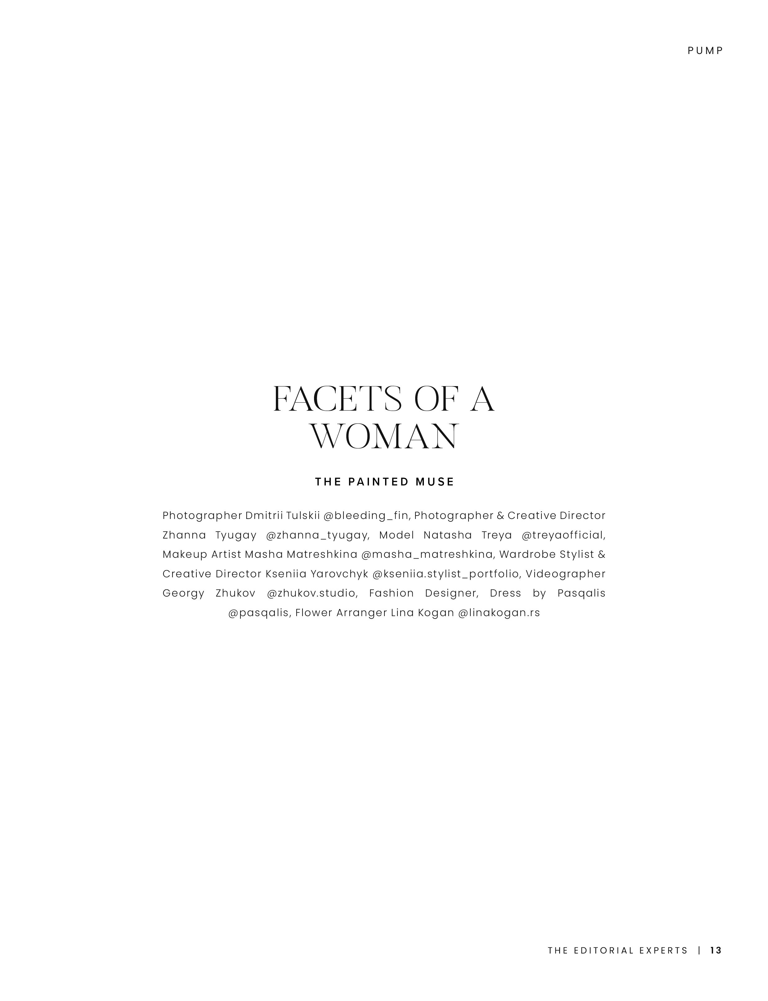 FACET OF A WOMEN. THE PAINTED MUSE. EDITORIAL. JULY 2026. Zhanna Tyugay is a fashion photographer, visual artist and film maker based in Novi Sad