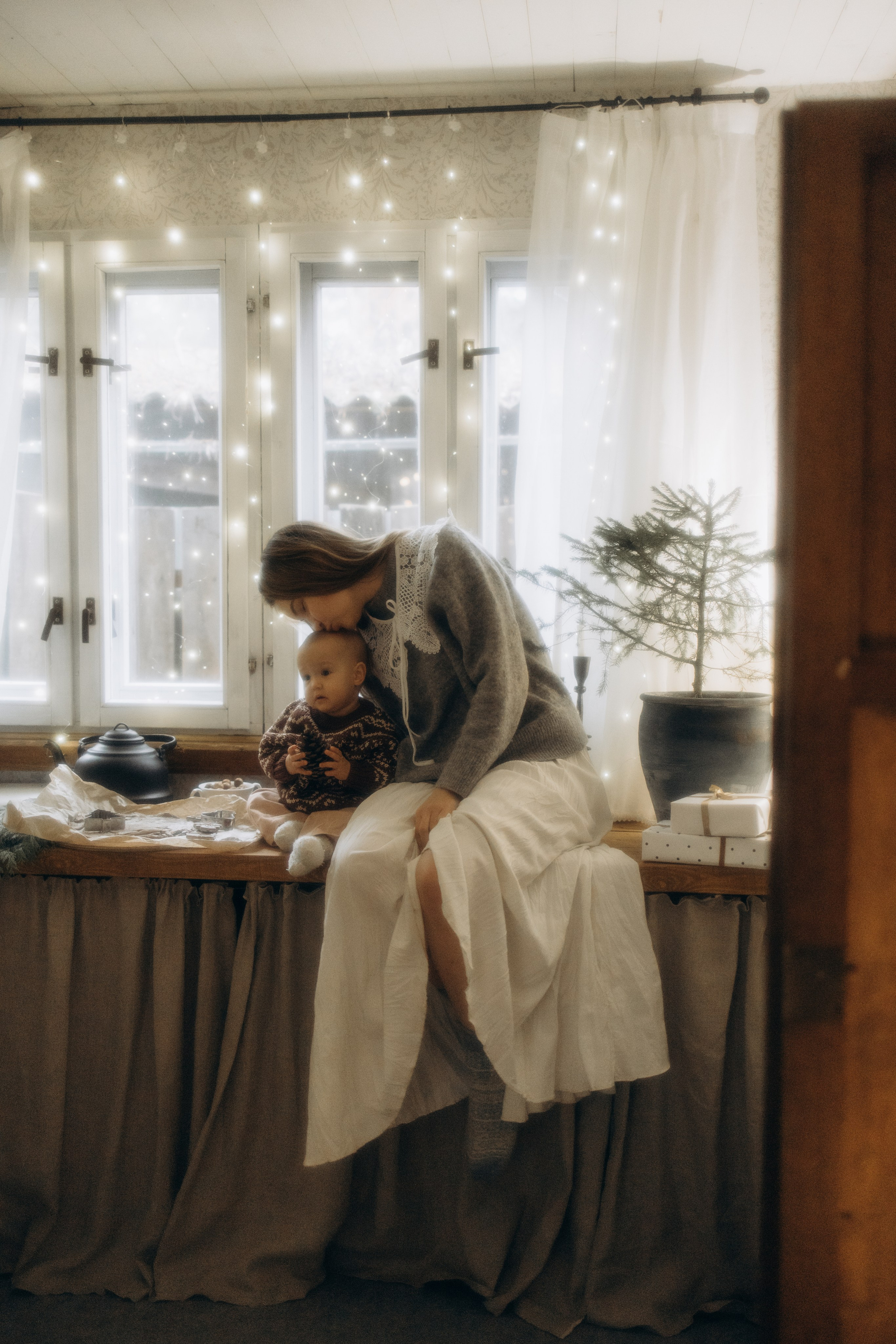 Зимнее утро с мамой. Семейный фотограф Москва Юлиана Фетисова