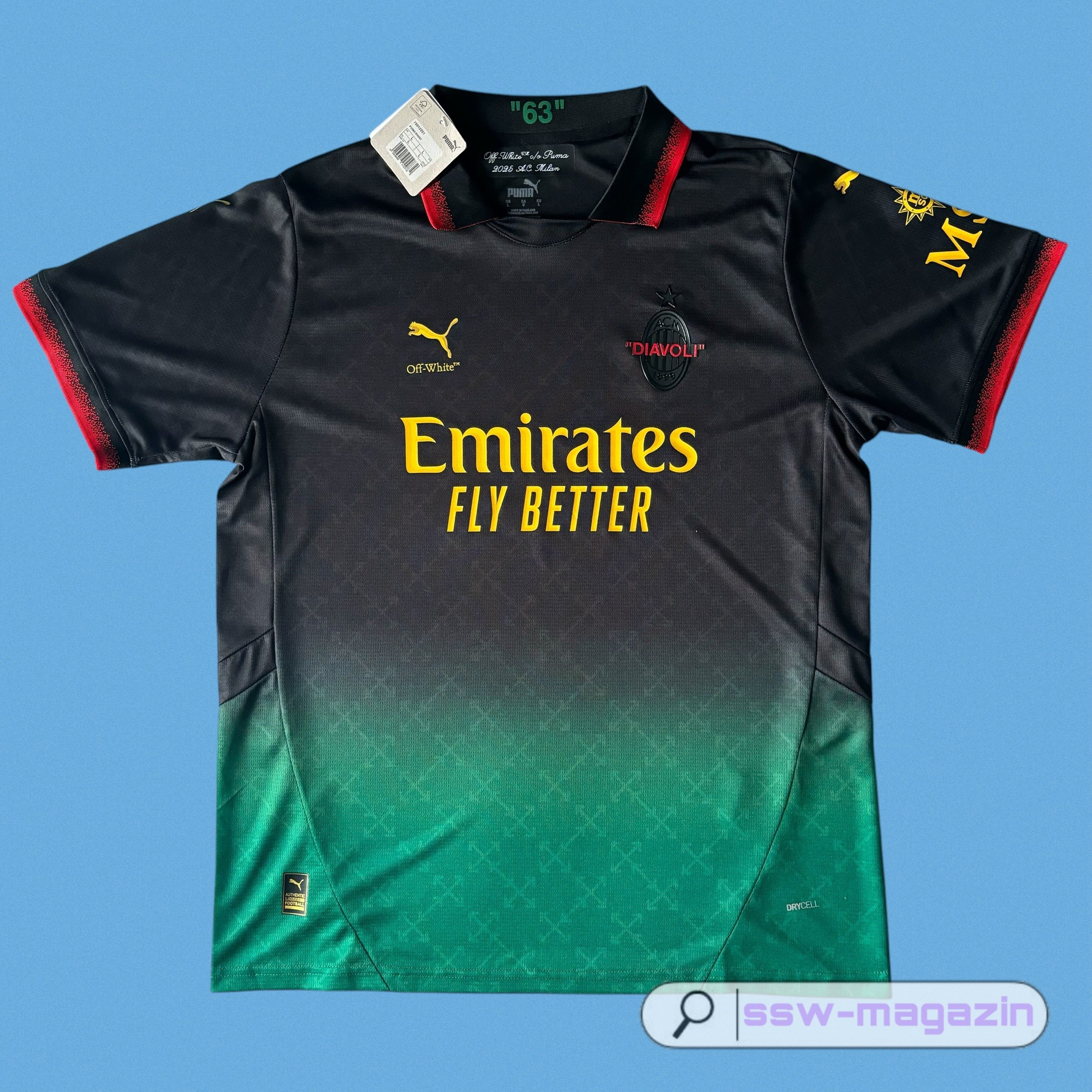 Футболка AC Milan Off White чёрная купить. Футбольный магазин — ssw_magazin