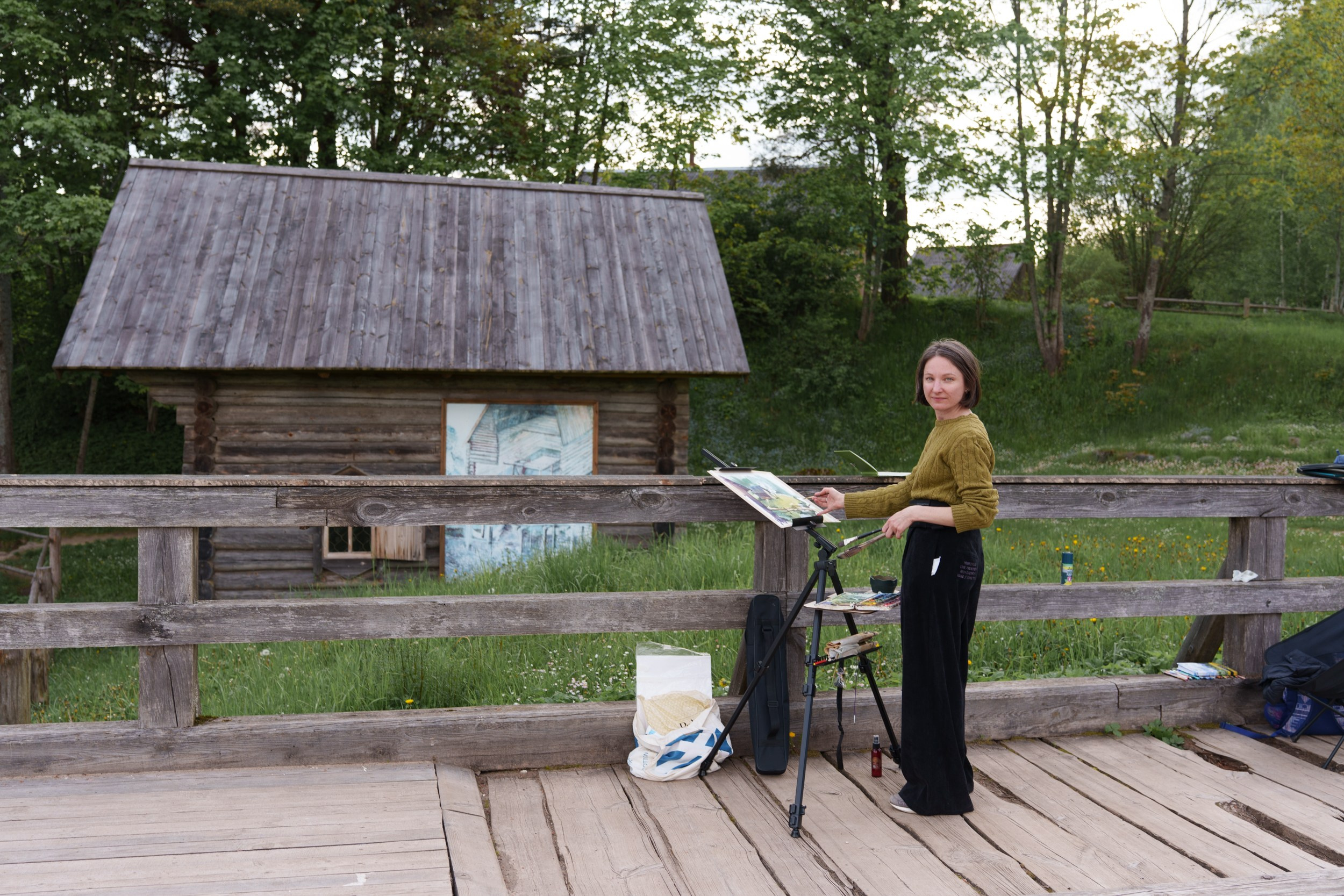 Landscape with the mill of the Pushkin Museum-Reserve in Mikhailovsky