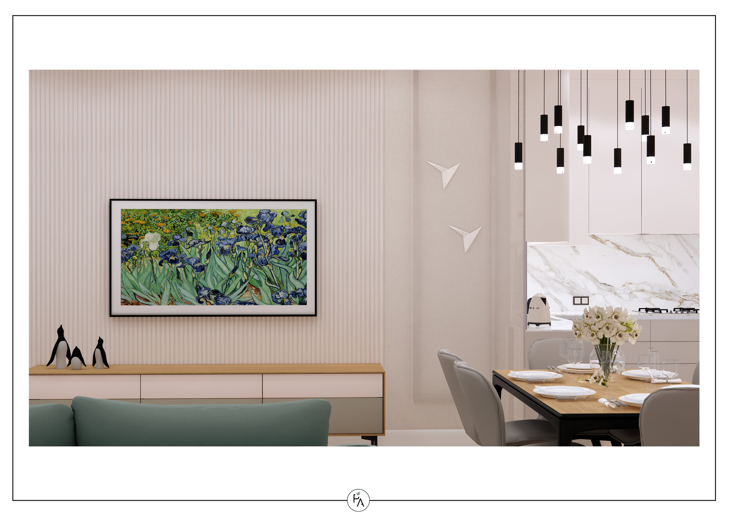 Implemented apartment design project. Interior designer Stockholm