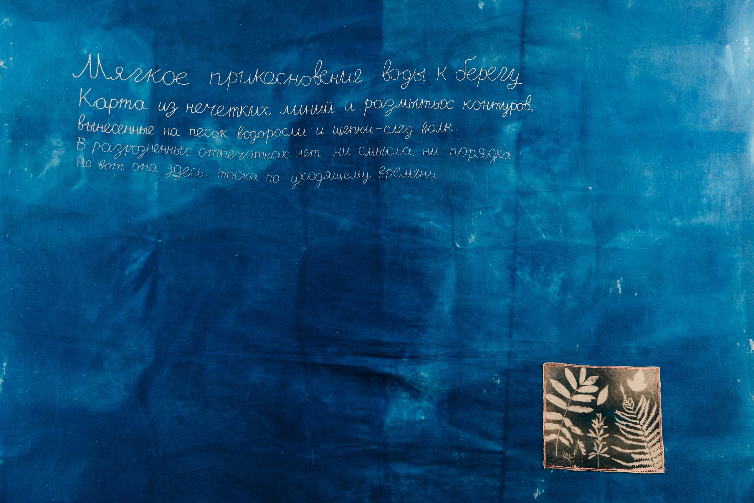 вышивка цианотипия текстиль Надежда Пророкова