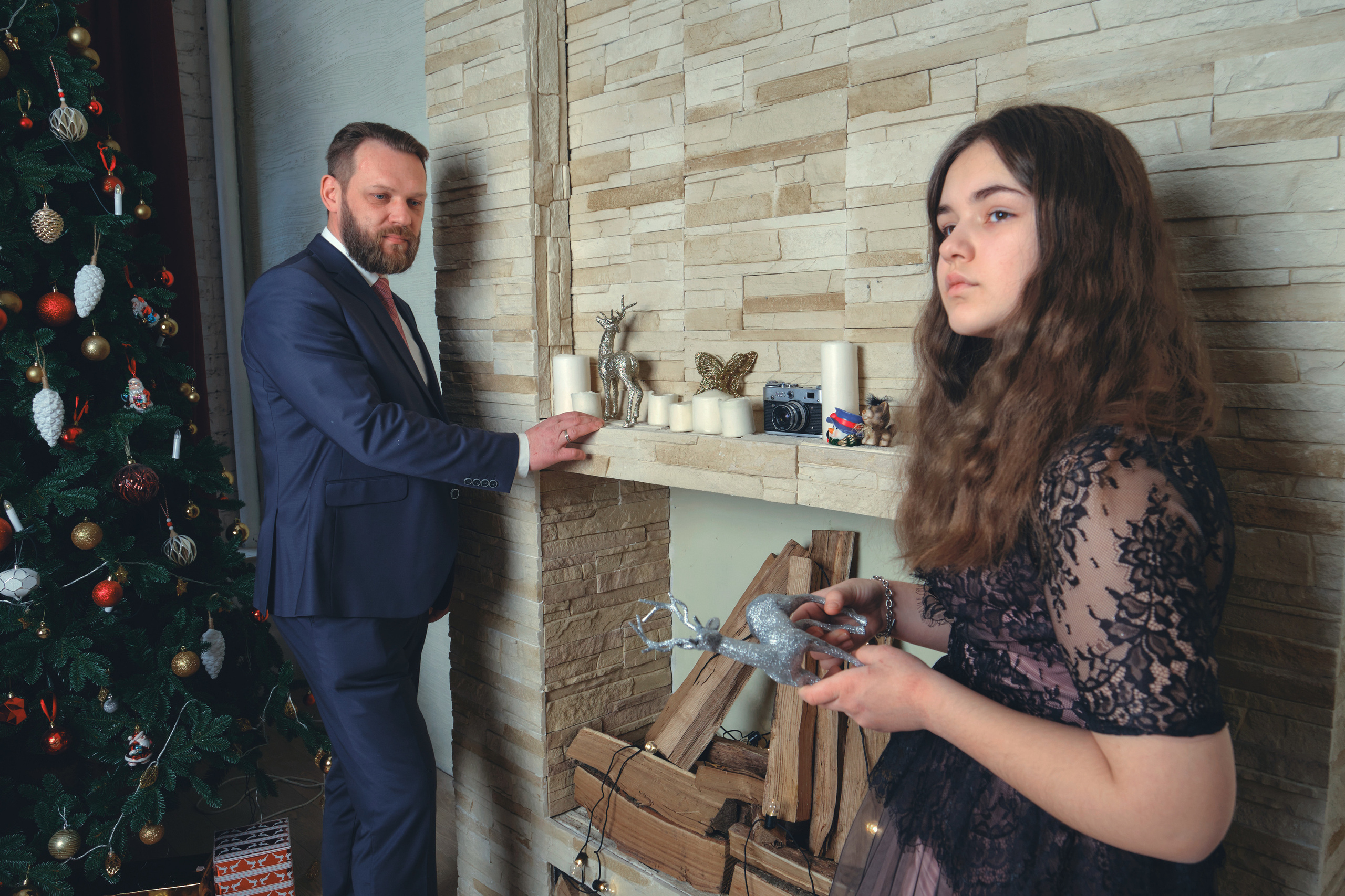 Семейная новогодняя фотосессия в студии Самара