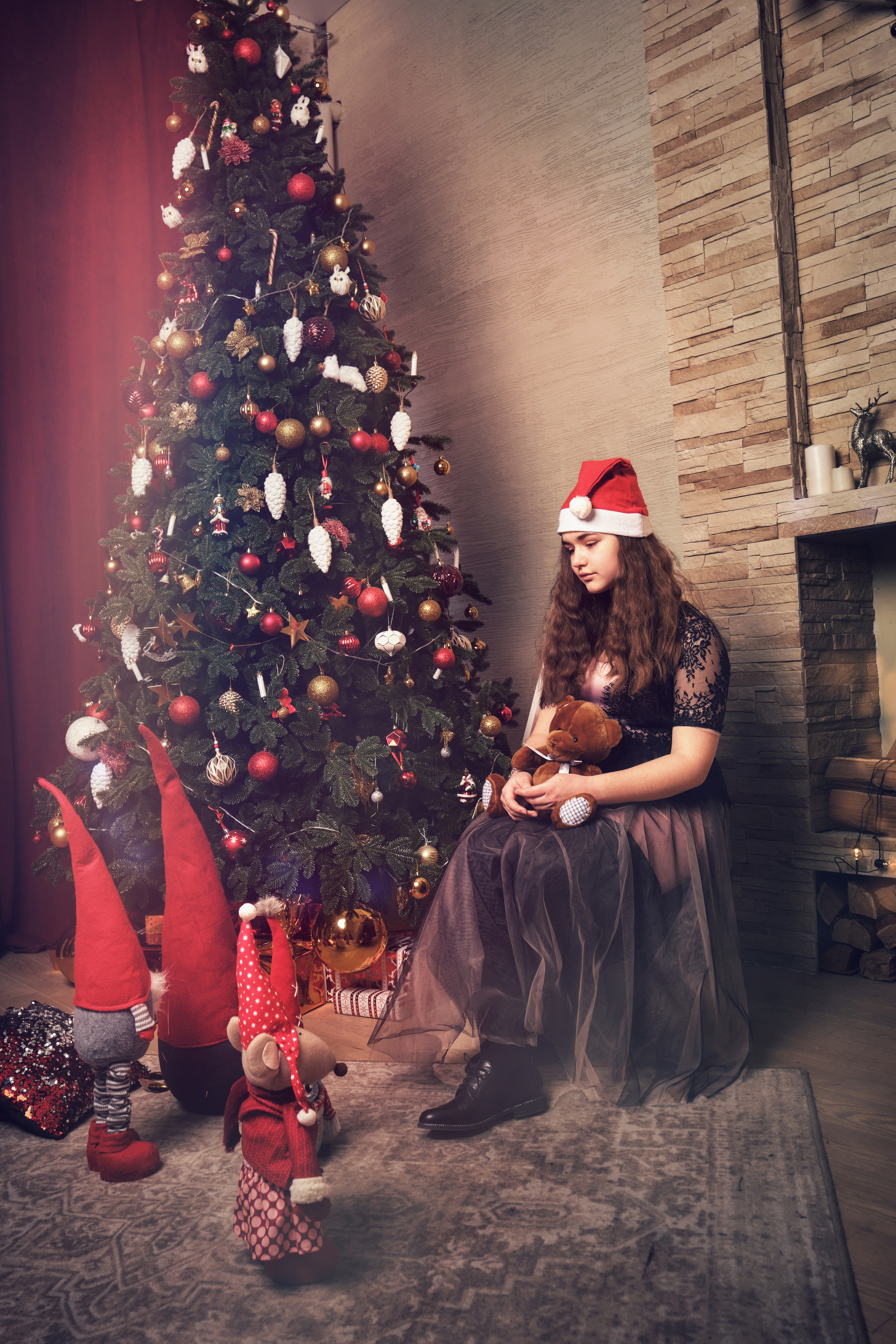 Семейная новогодняя фотосессия в студии Самара