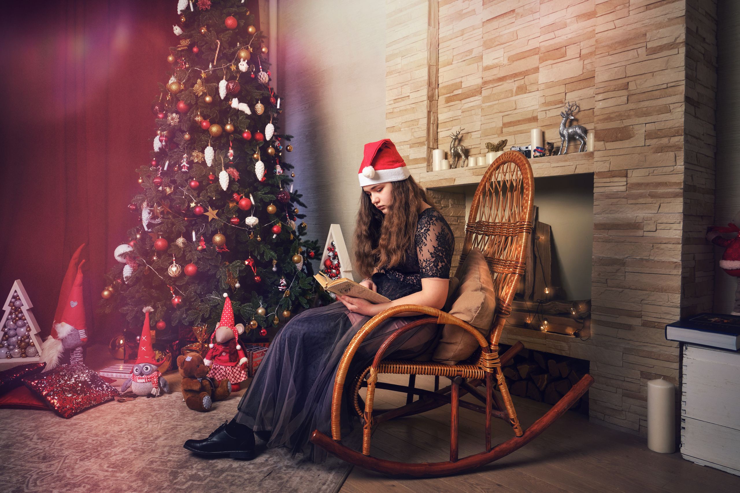 Семейная новогодняя фотосессия в студии Самара