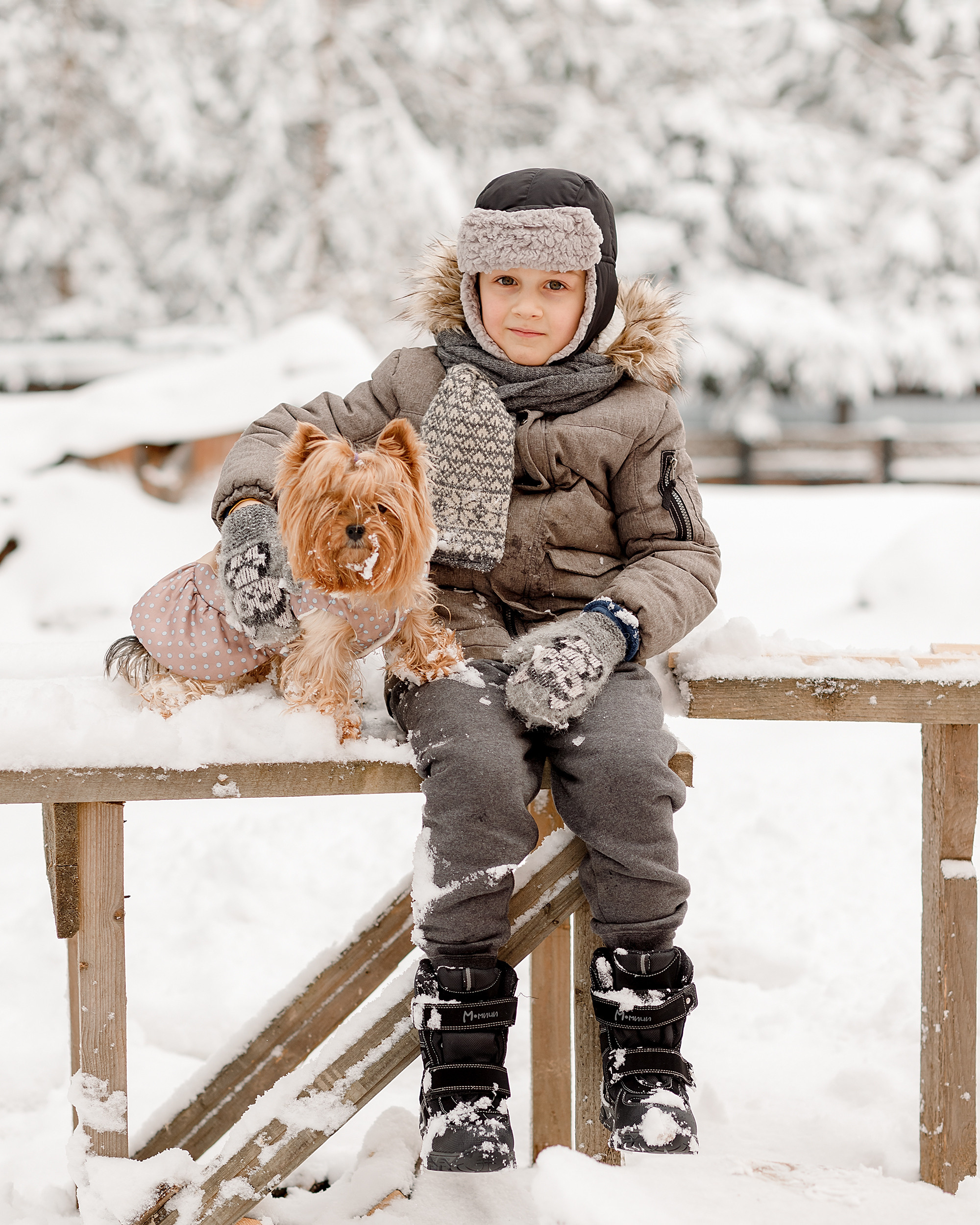 Зима. Саша с Радушкой. Семейный фотограф в Санкт-Петербурге Ирина Иванова