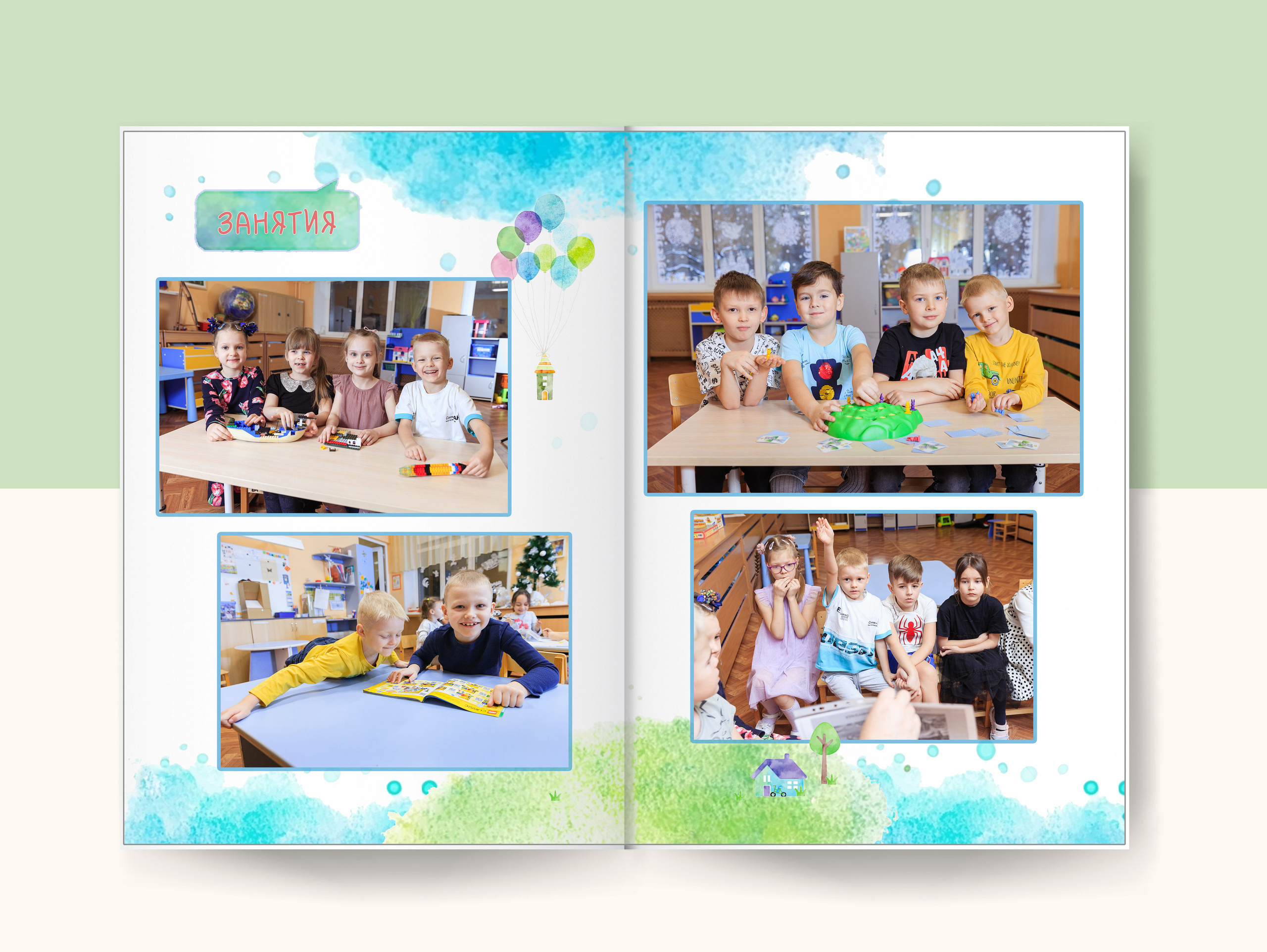 Выпускной альбом «Домики» 21×30- 5 разворотов (10 страниц), цена 4700р. Семейный и детский фотограф в Санкт-Петербурге Алексеева Анна