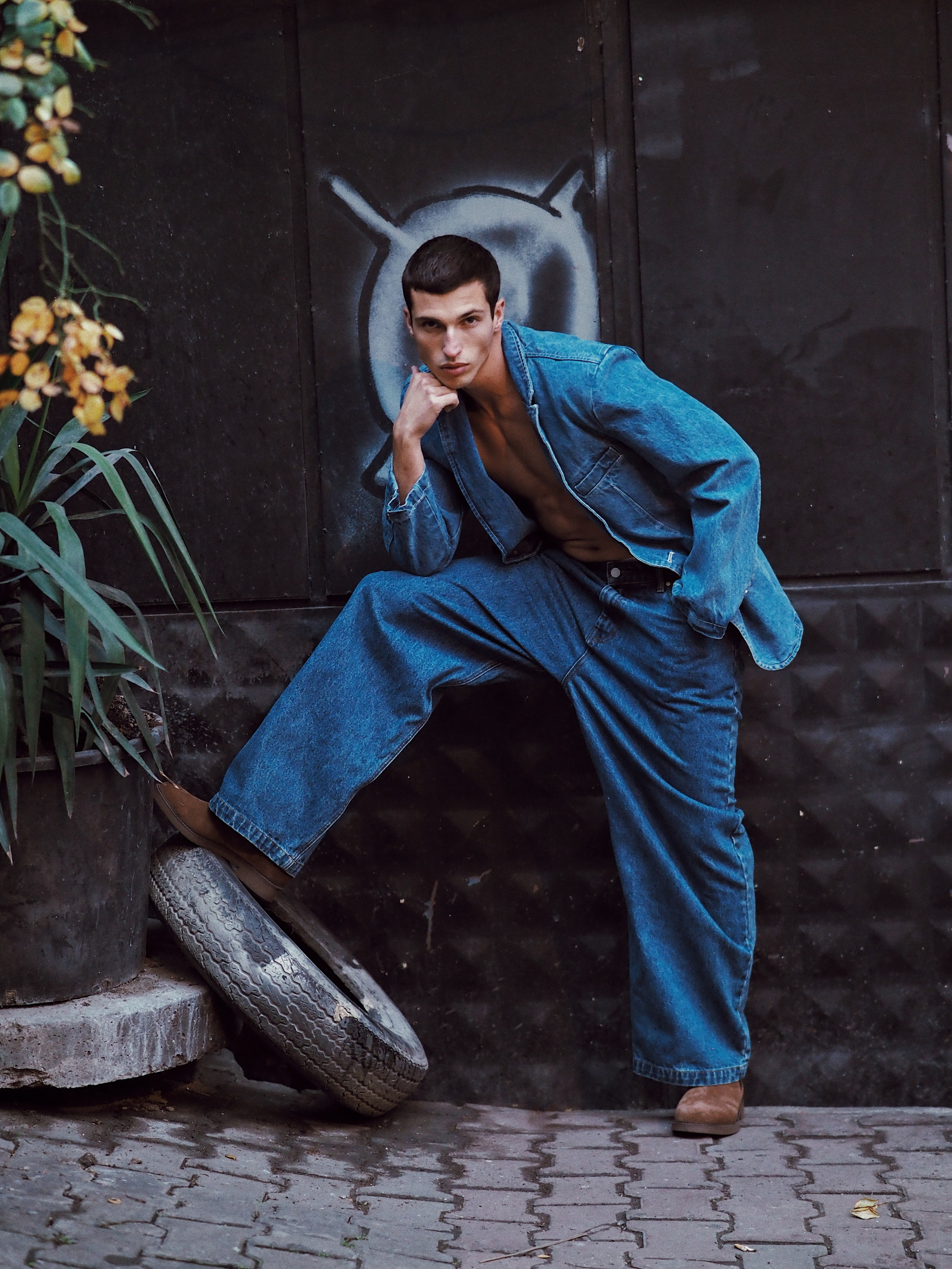 Luxury male fashion portrait with cinematic evening atmosphere in Istanbul