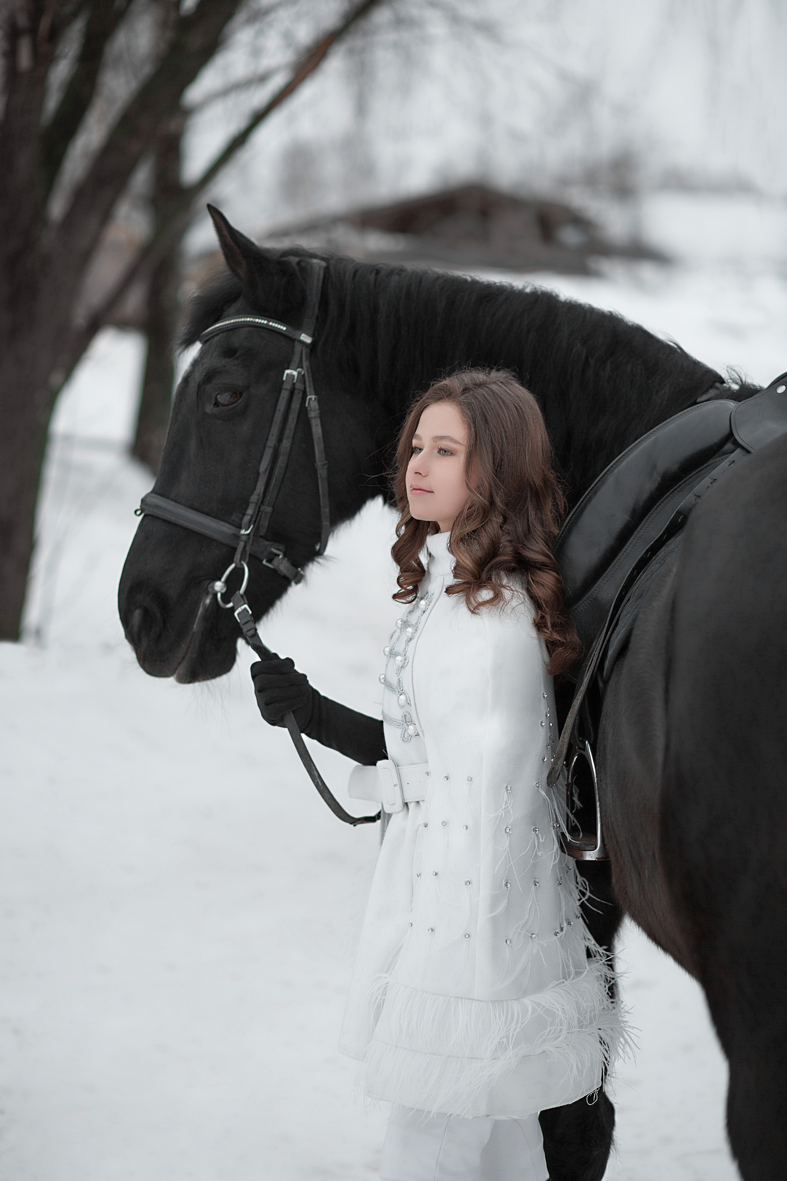 Фотосессия Анны и Жасмин фотодень 25.12.22. Фотосессия с лошадьми в Нижнем Новгороде