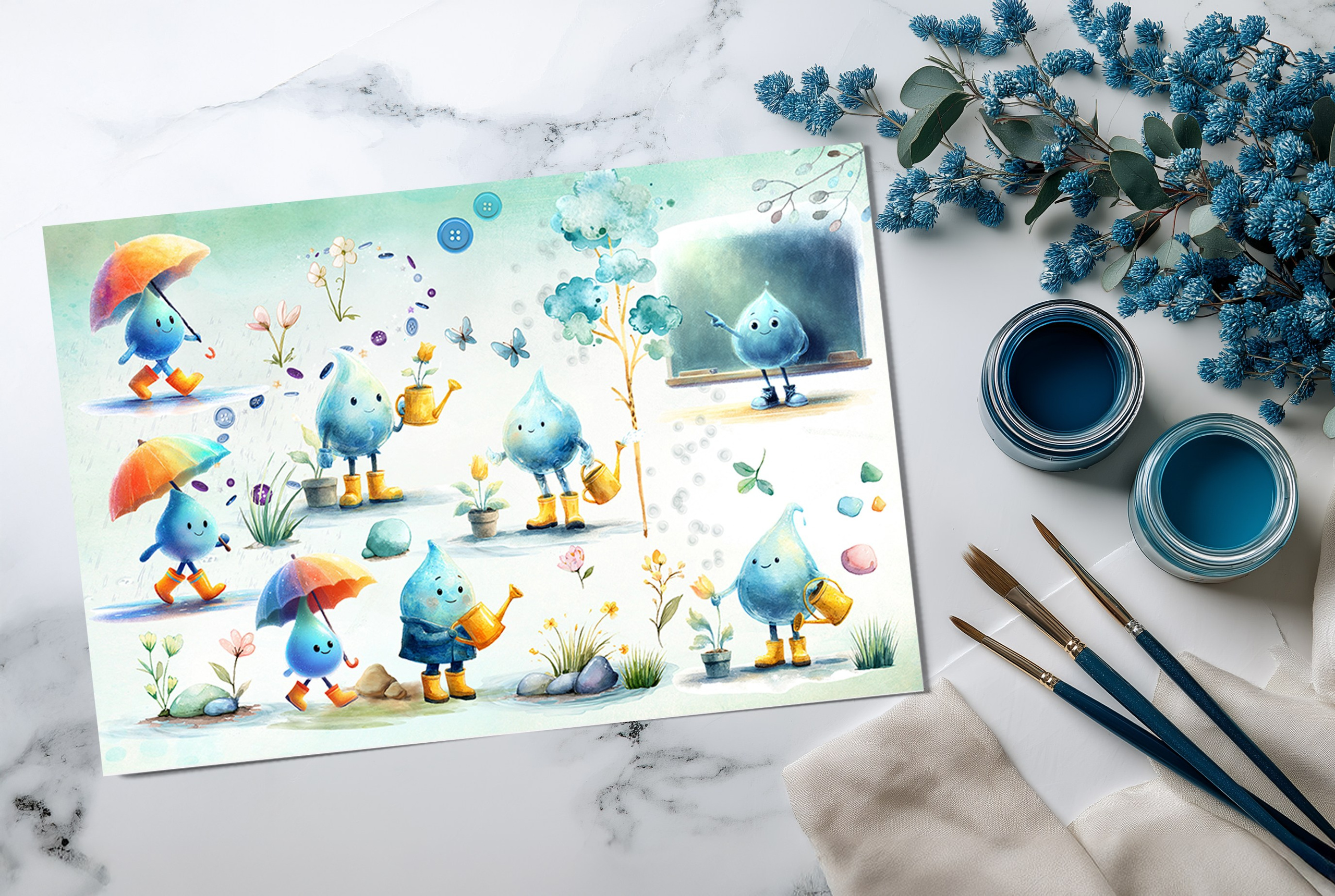 Иллюстрации Капельки. Шаблоны и дизайны выпускных альбомов и фотокниг