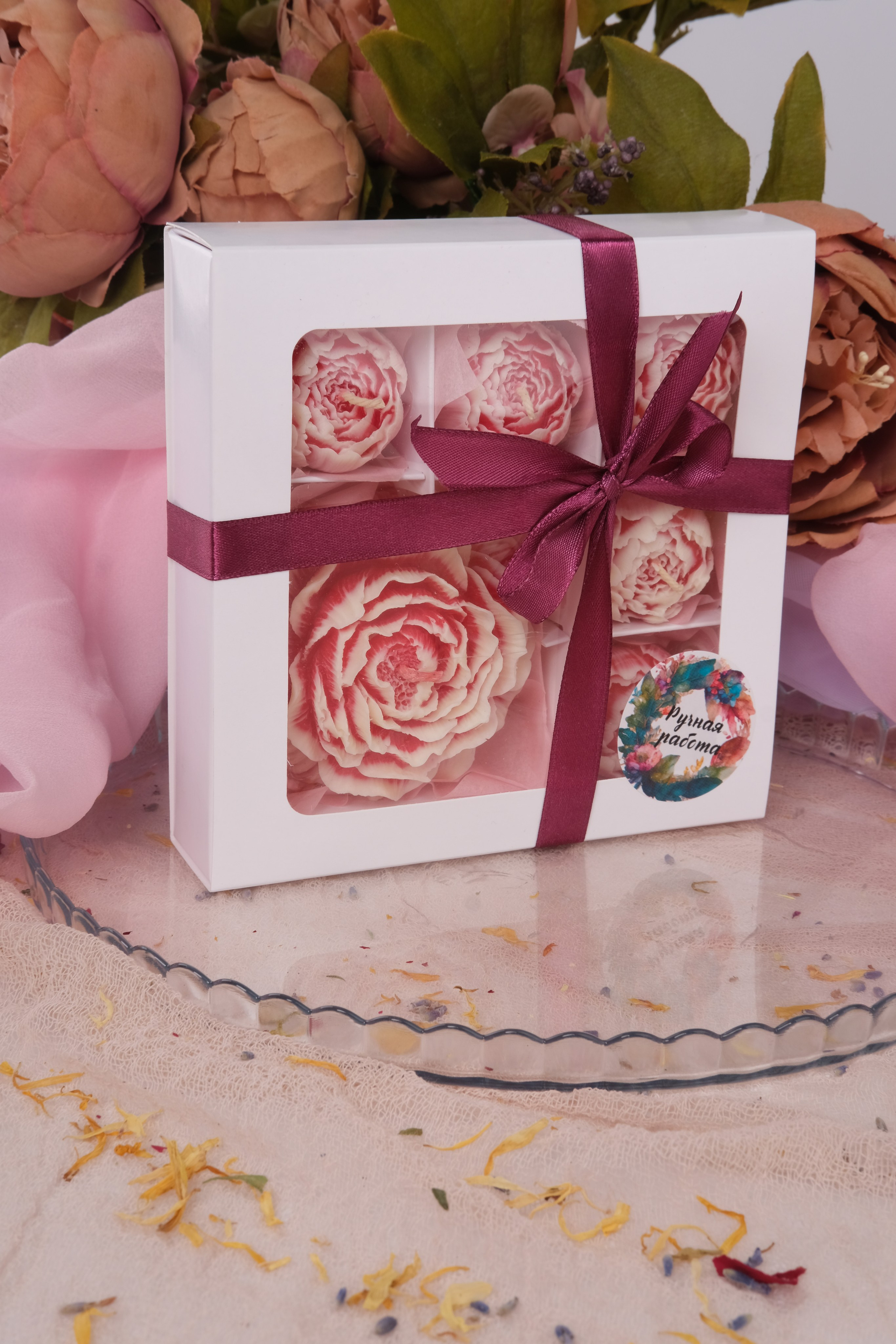 Набор свечей Пионы