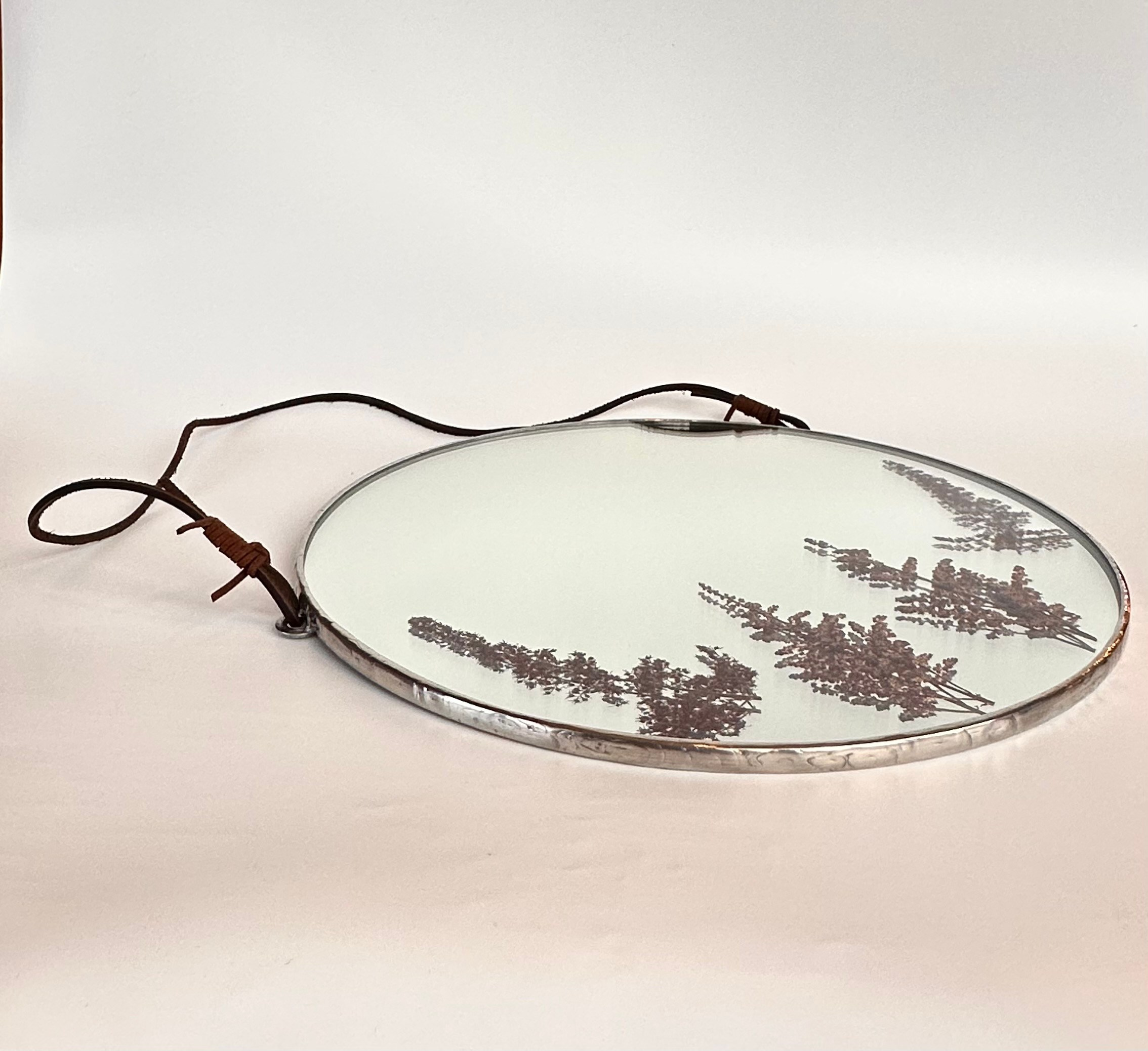 Зеркало «Астильба» круг 30 см. Оформляю пространства. Витражи с сухоцветами в технике Тиффани