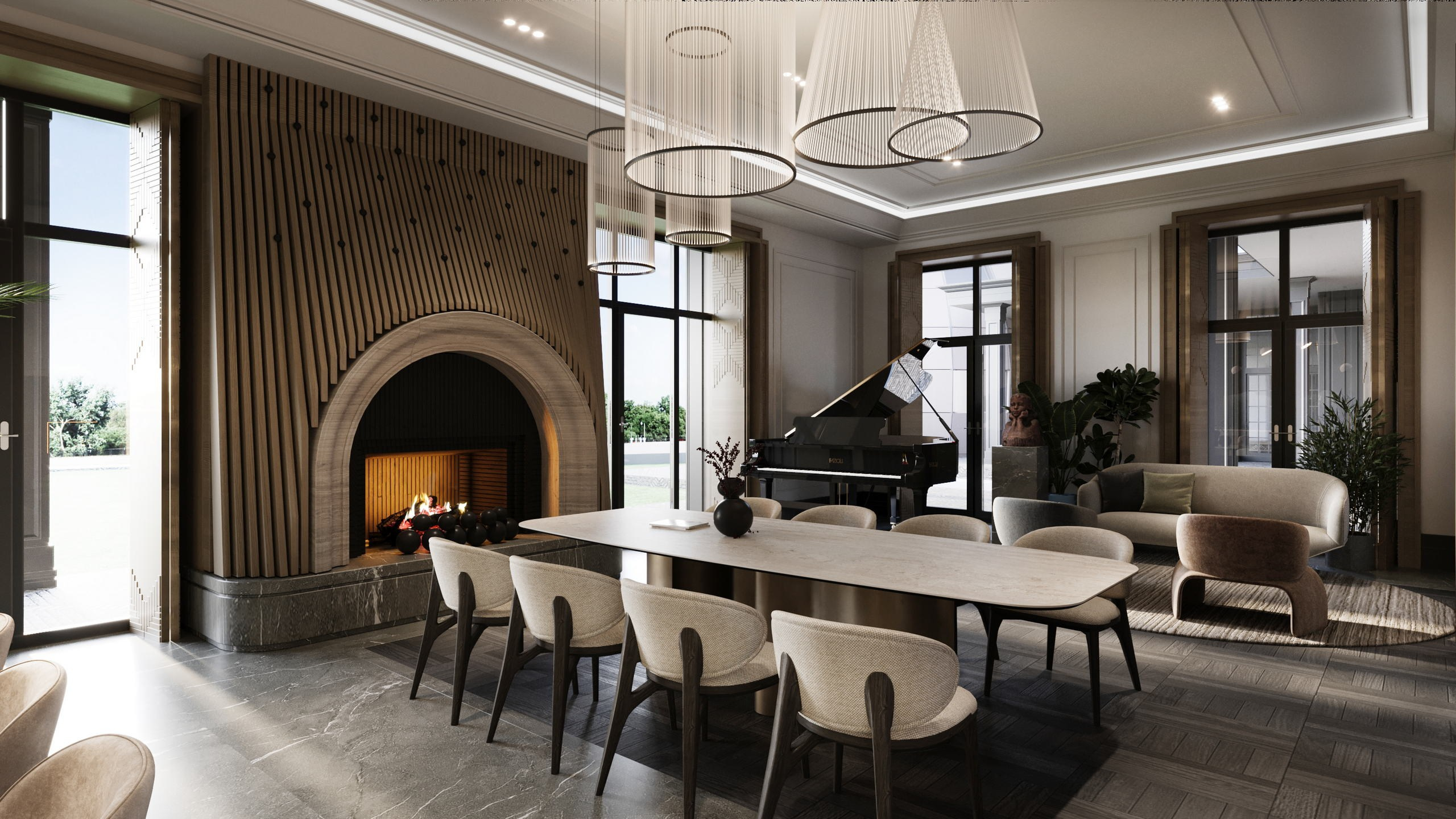 Загородный дом 2000 кв. м. Григорианского стиль. Paintings by the artist Sergey Ratchin