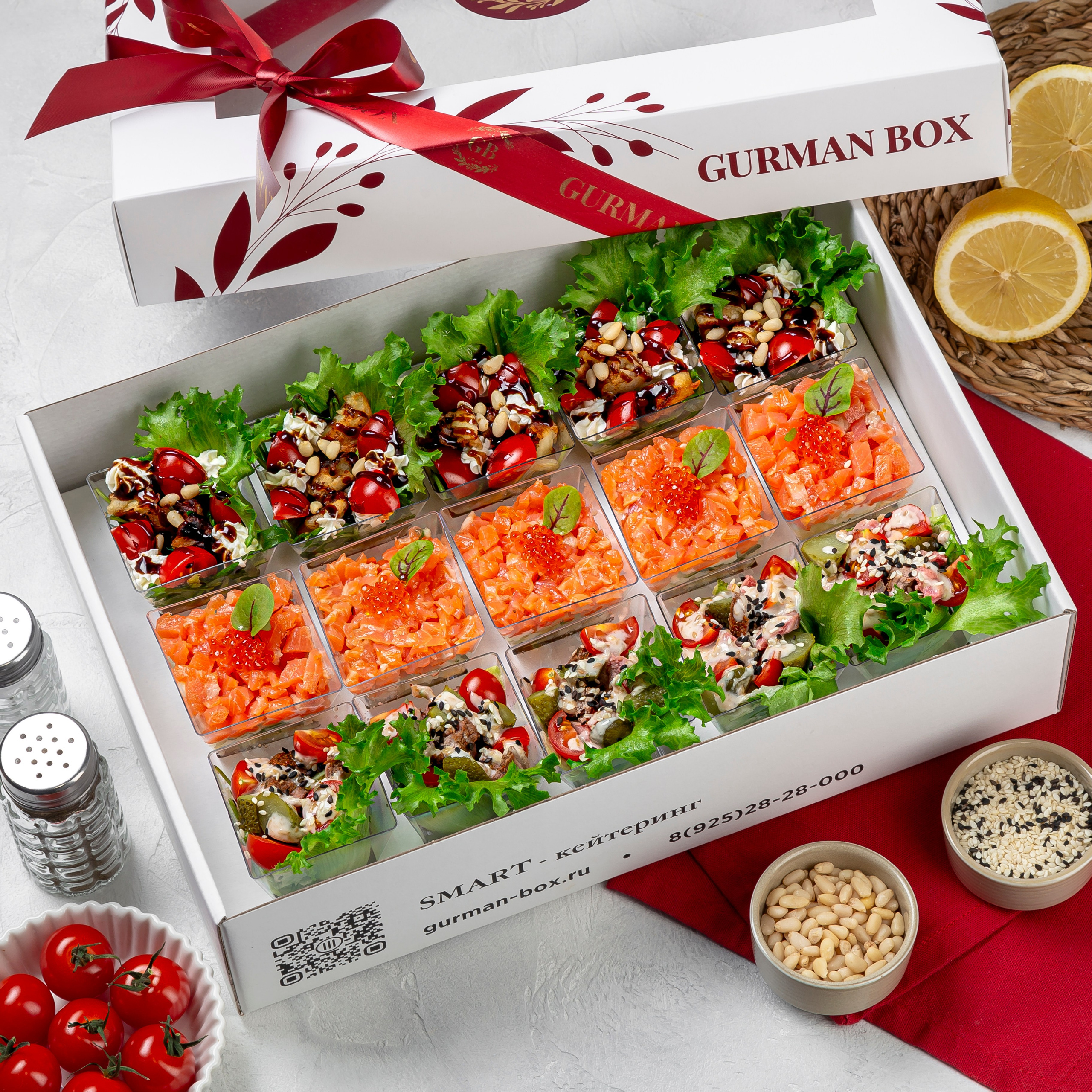 Фуд фото меню кейтеринговой компании Gurman Box. Фуд фотограф и видеограф в Москве Крепких Сергей