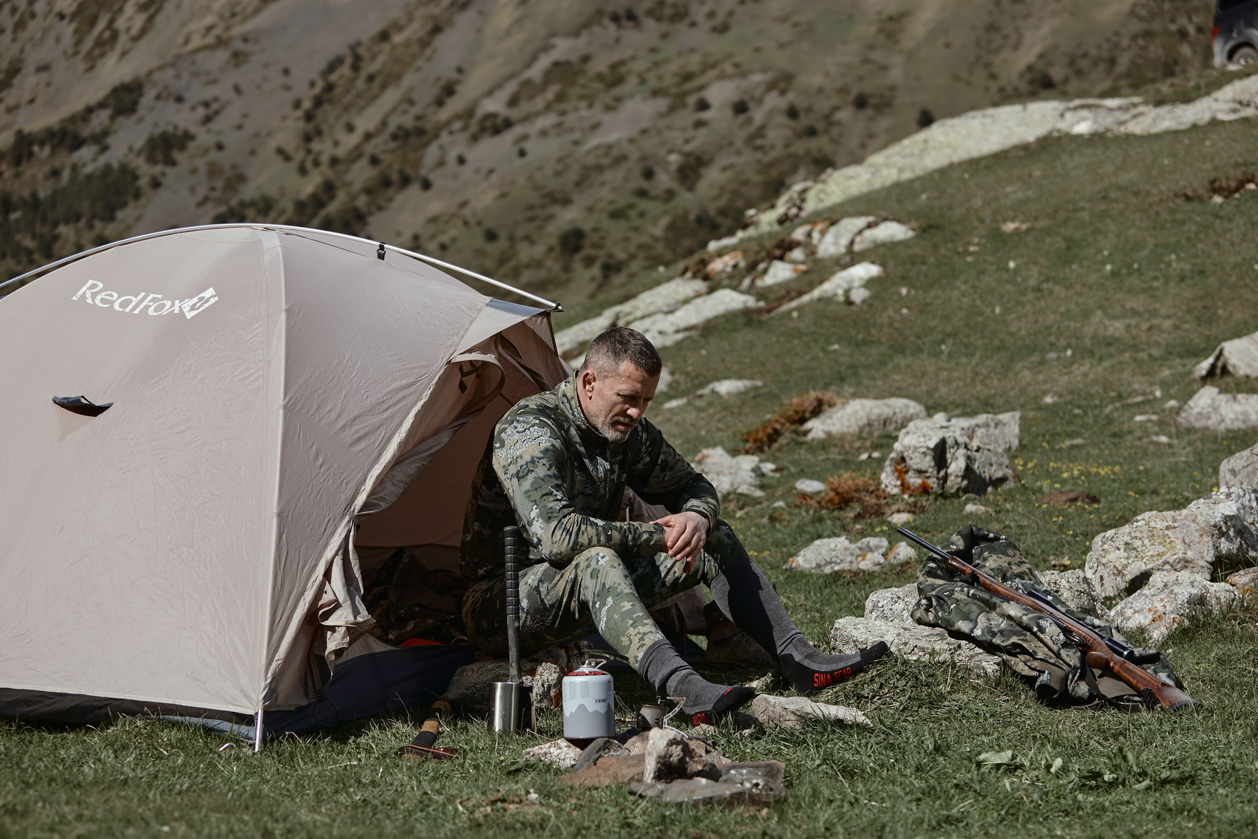 Съемка для бренда охотничьей одежды под ключ. Фотограф Продюсер в горах КБР / Москва Нальчик Горы