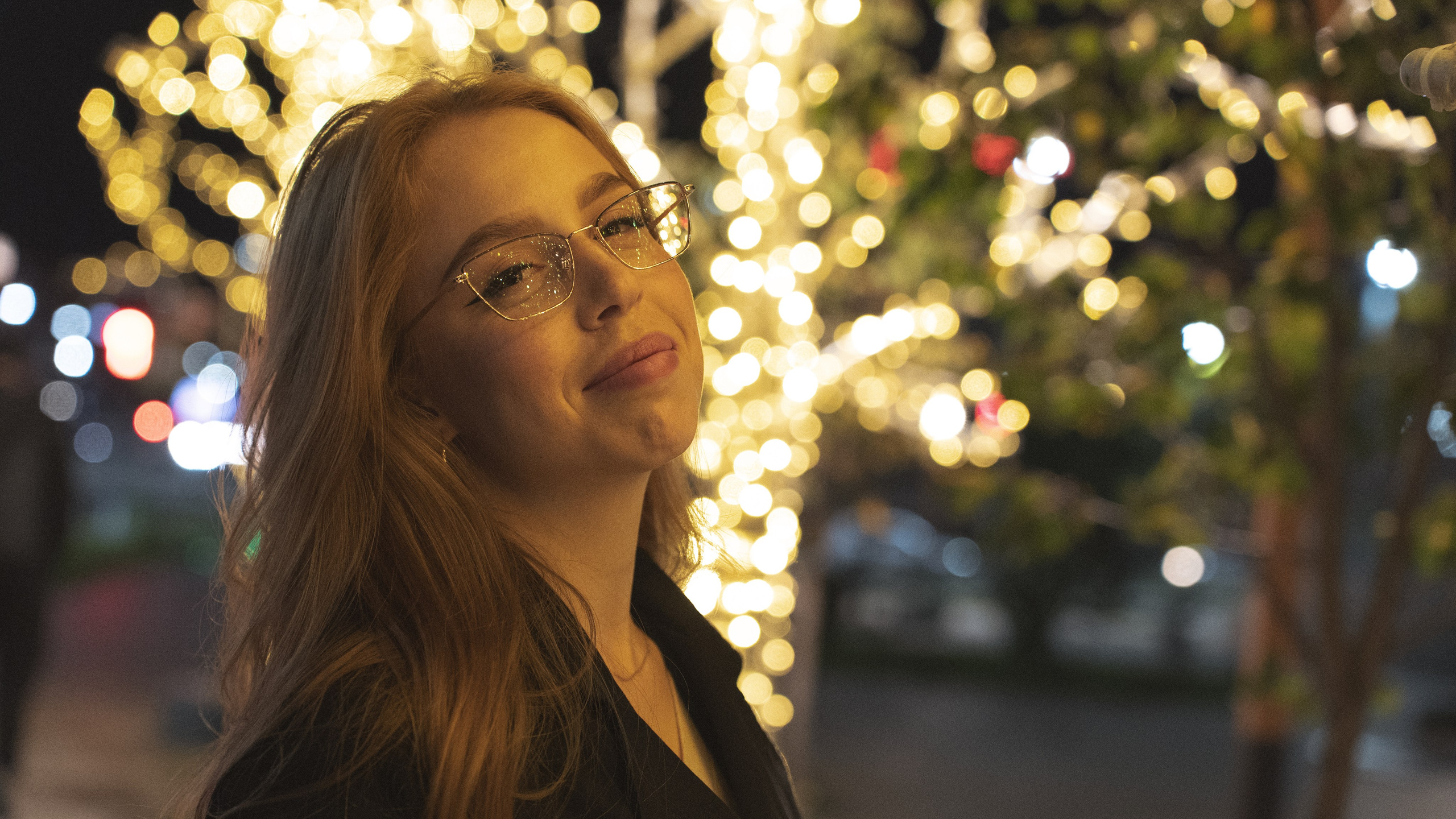 Dubai night street portrait with neon lights