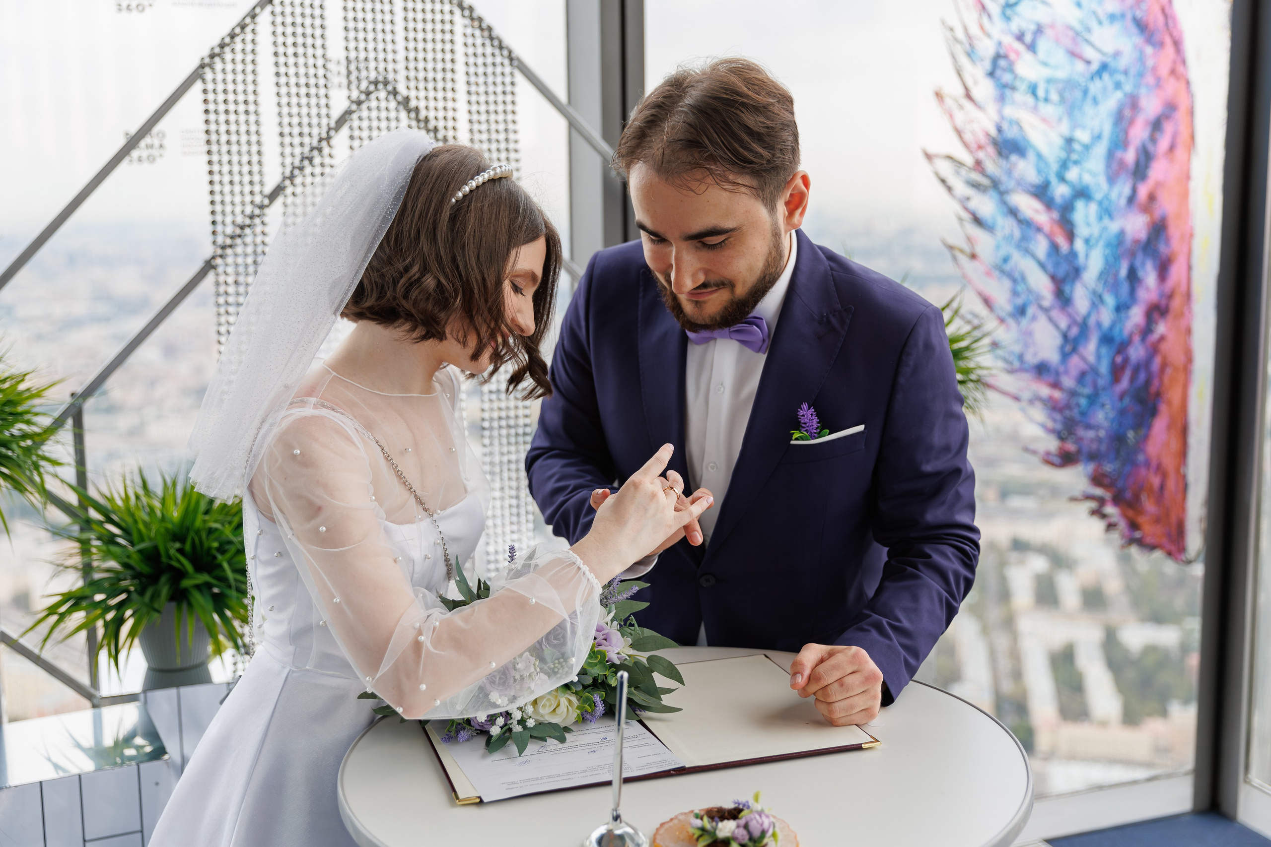 Регистрация брака в Панорама 360 Москва-сити башня Федерация. Свадебный фотограф Москва и МО Сергей Киржаев