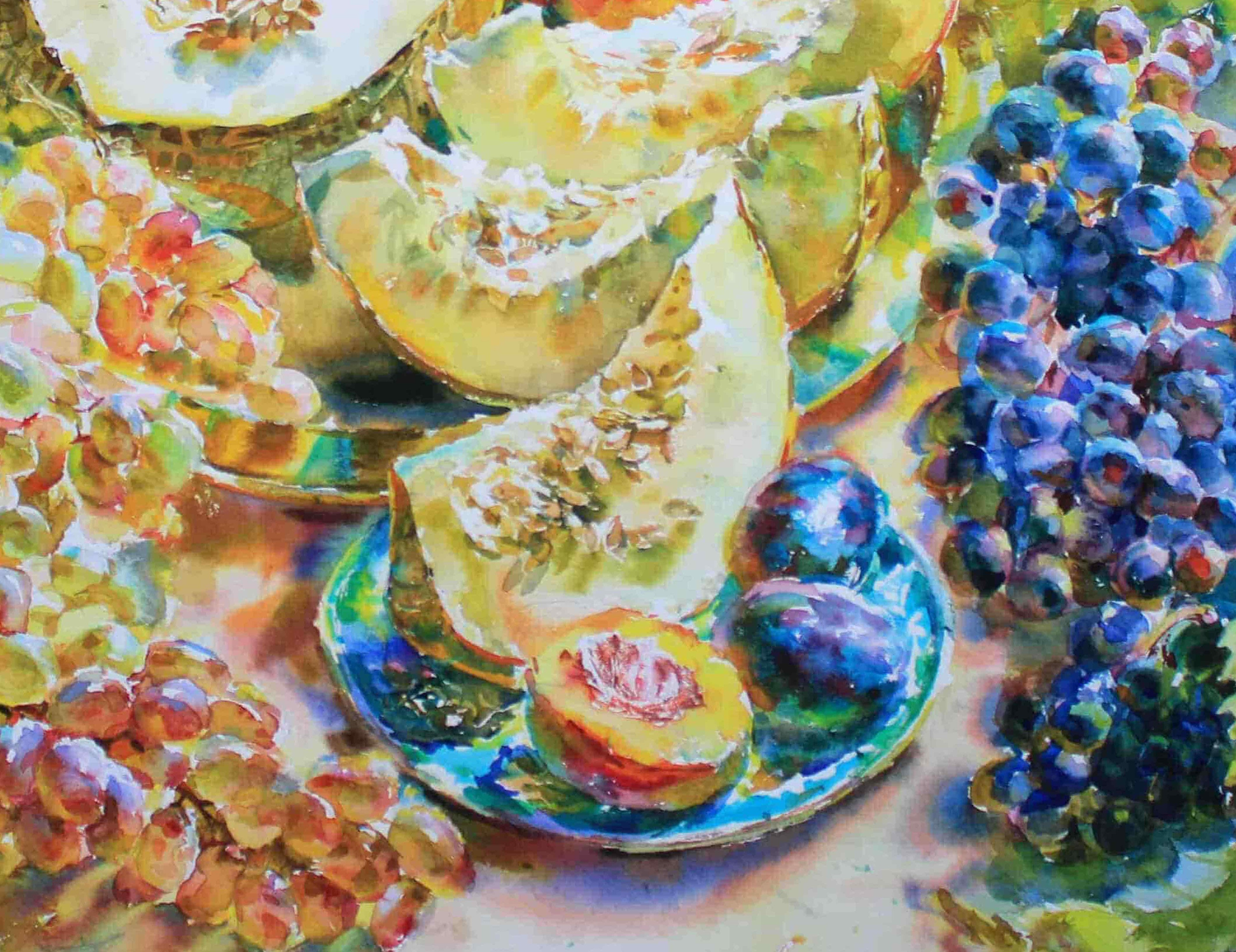 Натюрморт в солнечном саду. Свет акварели Галины Поплавской