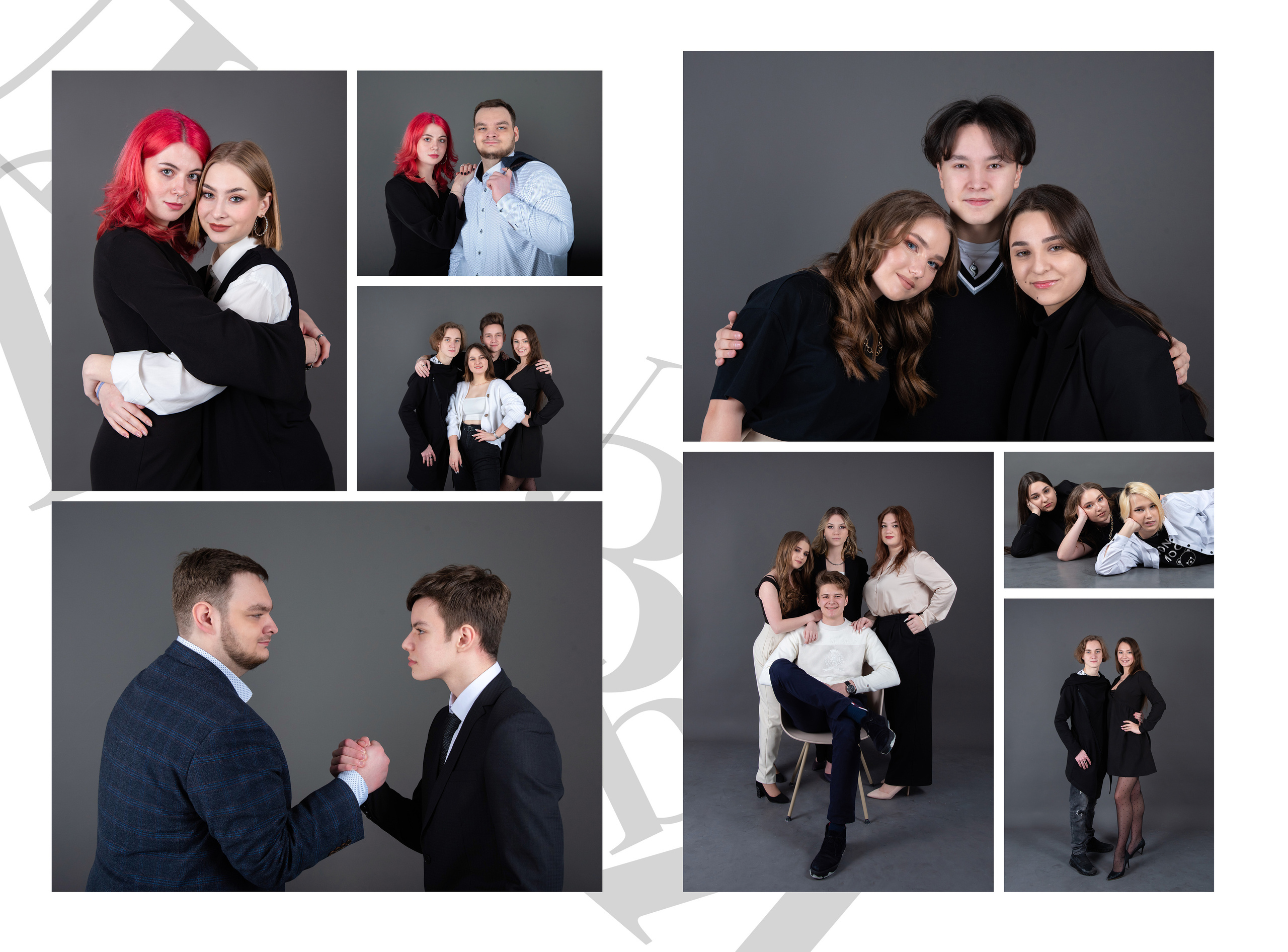 Тщательно проработанные групповые портреты для выпускного альбома 11 -классников