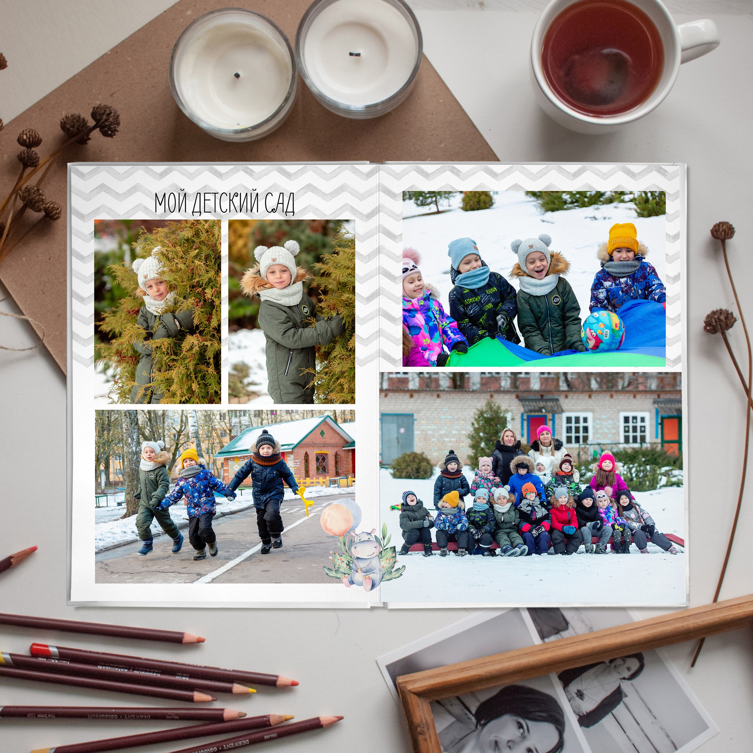 Дизайны выпускных альбомов для детского сада «Тигрята». Выпускные альбомы в Минске, фотоальбом в школу и детский сад