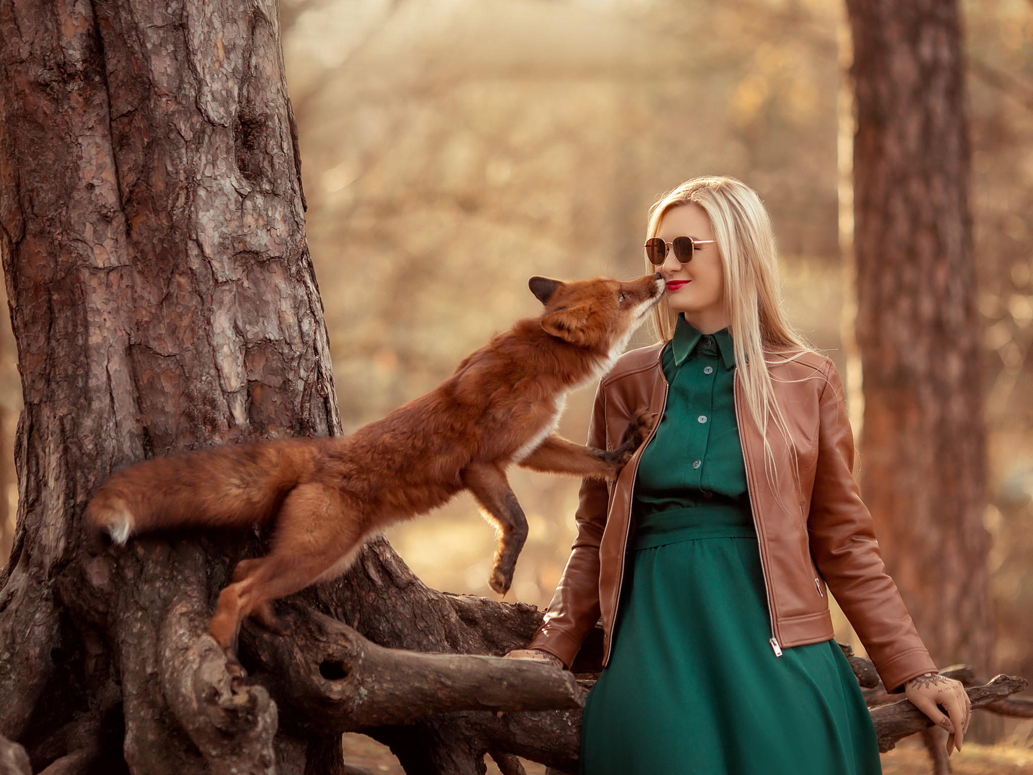 Ольга с лисичкой. Детский и семейный фотограф с животными в Москве Гурьева Надежда
