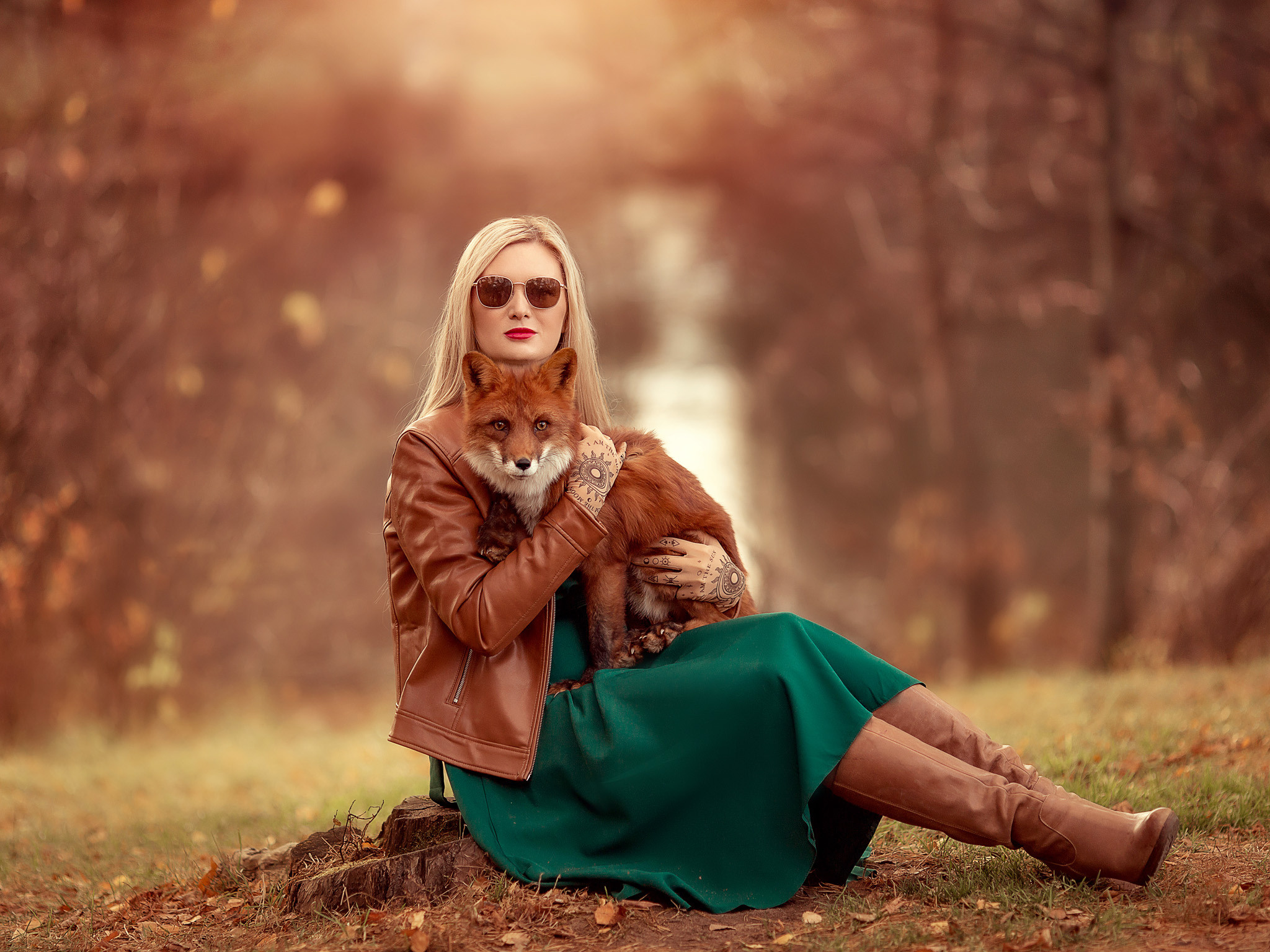 Ольга с лисичкой. Детский и семейный фотограф с животными в Москве Гурьева Надежда