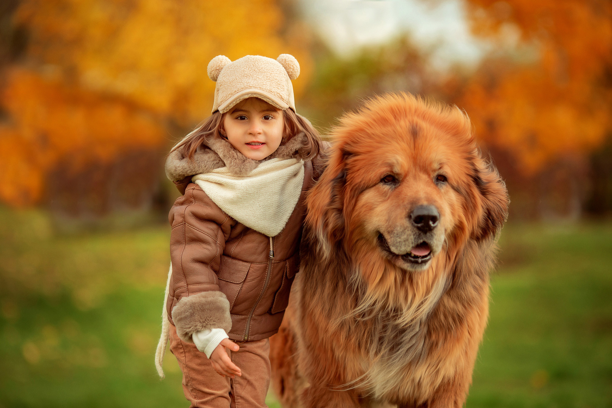 Дина с семьей и 2 Тибетских мастифа. Детский и семейный фотограф с животными в Москве Гурьева Надежда